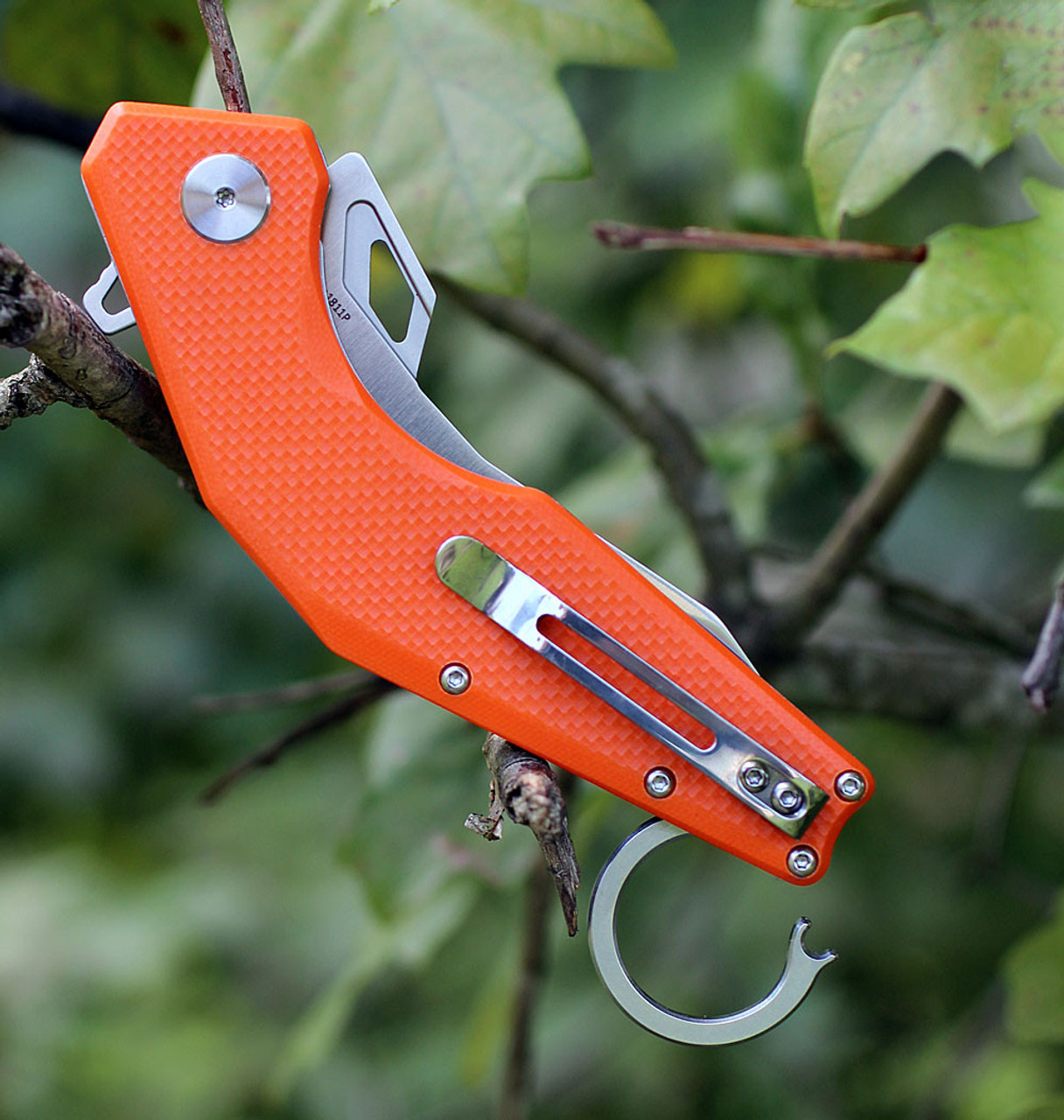 Artisan Cobra ATZ1811POEF, 3.75" D2 Plain Blade, Flat Orange G-10 Handle