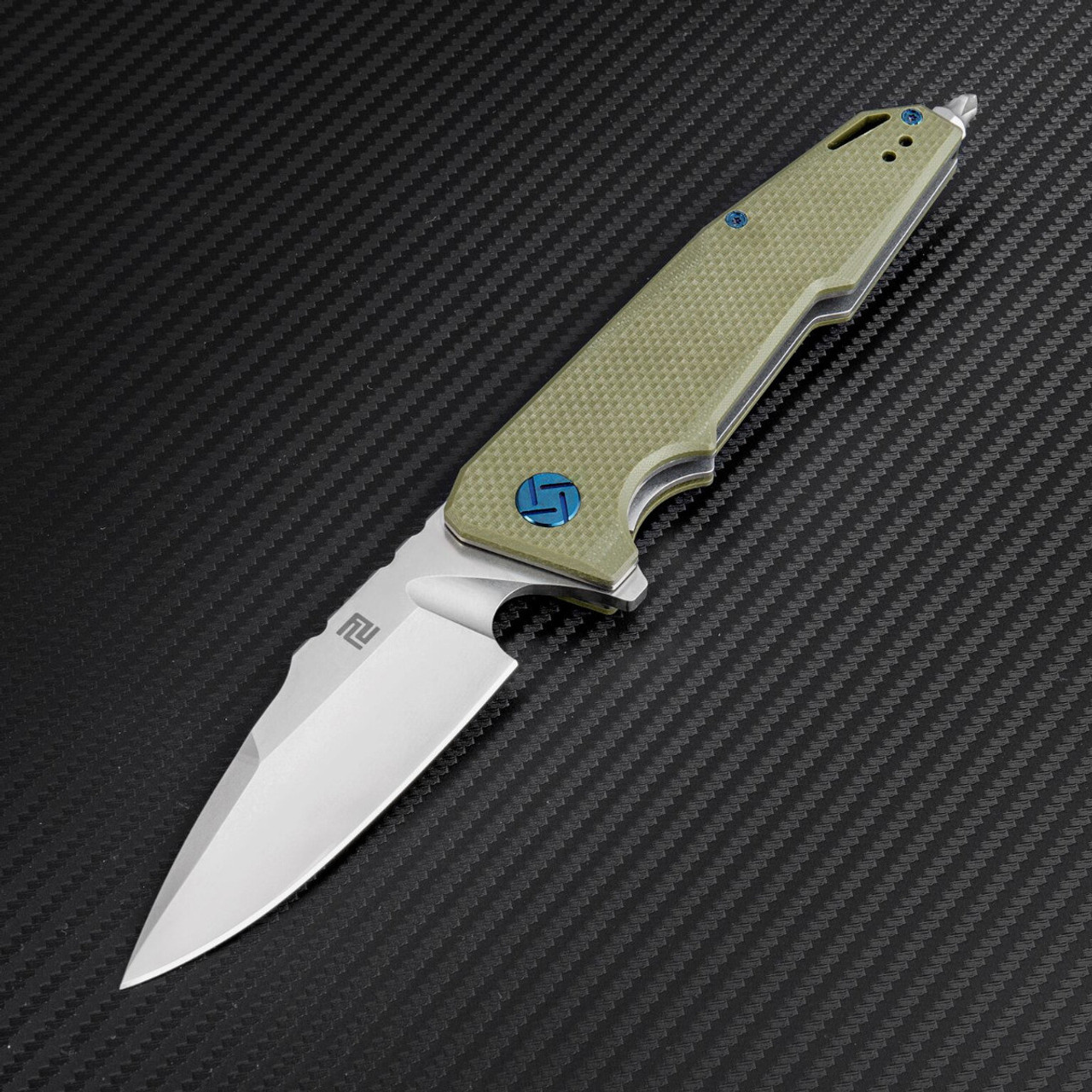 Artisan Predator ATZ1706PGN, 3.74" D2 Steel, OD Green G-10 Handle