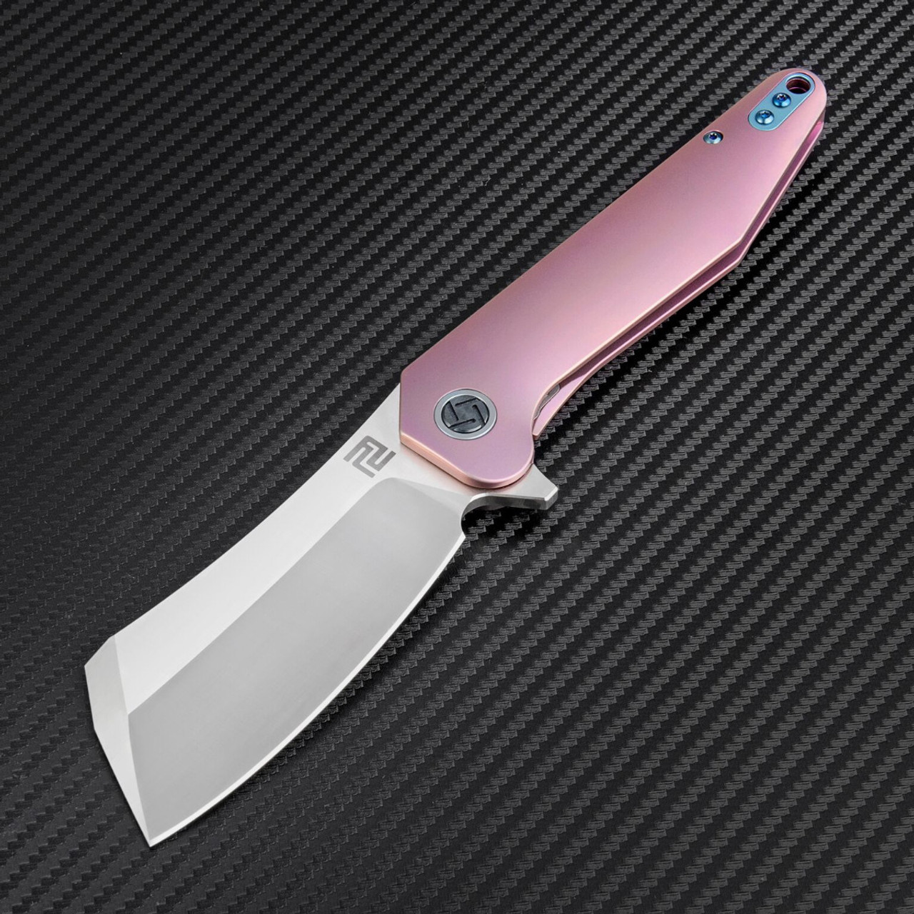 Artisan Osprey ATZ1803GRES, 3.74" S35VN Plain Blade, Rose TC4 Titanium Handle