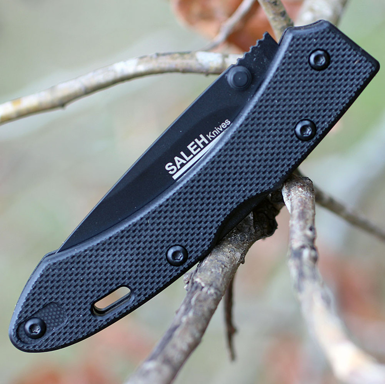 SALEH Knives BKB, 3.5" N690Co Plain Blade, Black G-10 Handle