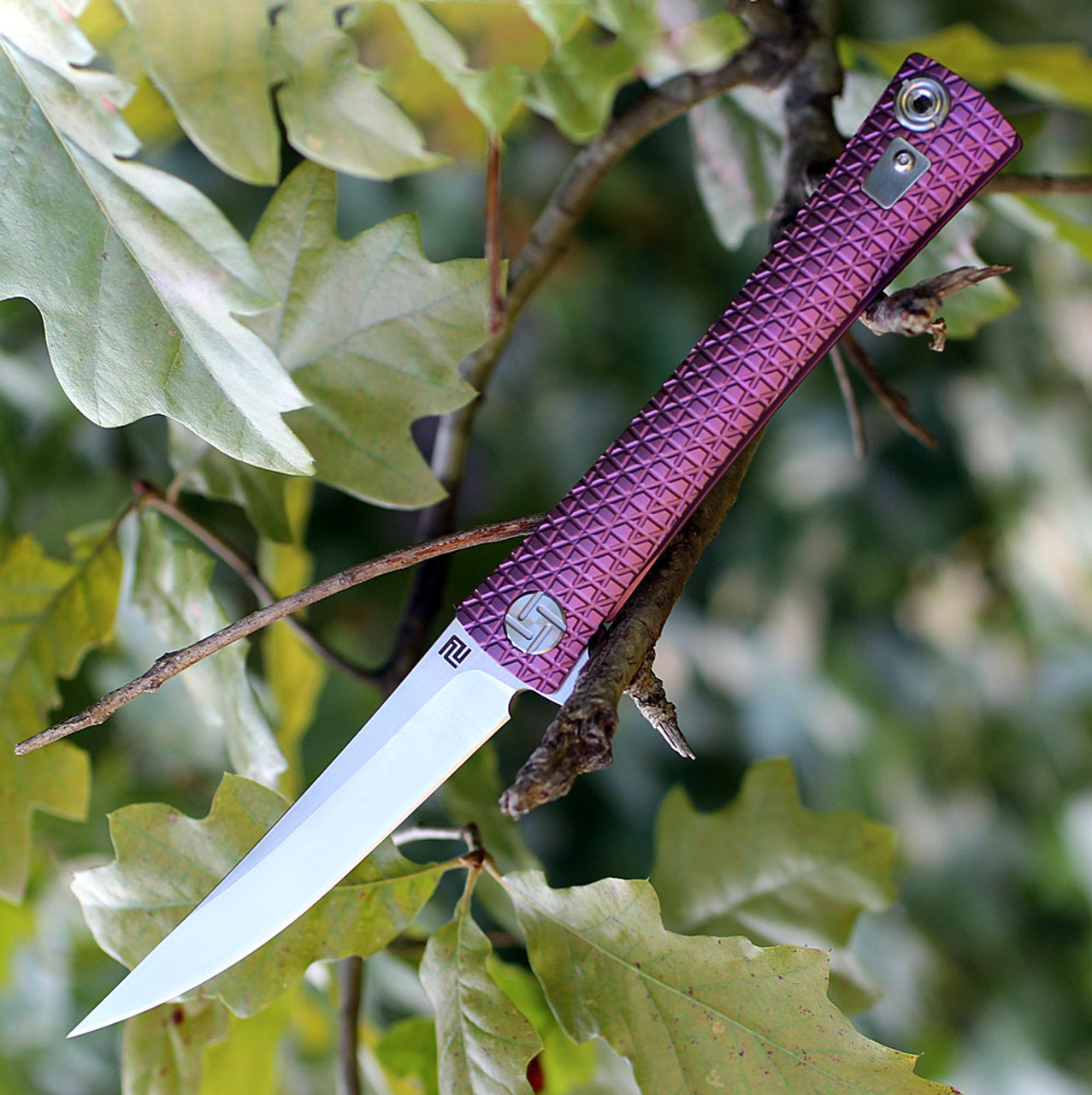 Artisan ATZ1805GRES S Waistline, 4" S35VN Plain Blade, Rose Titanium Handle