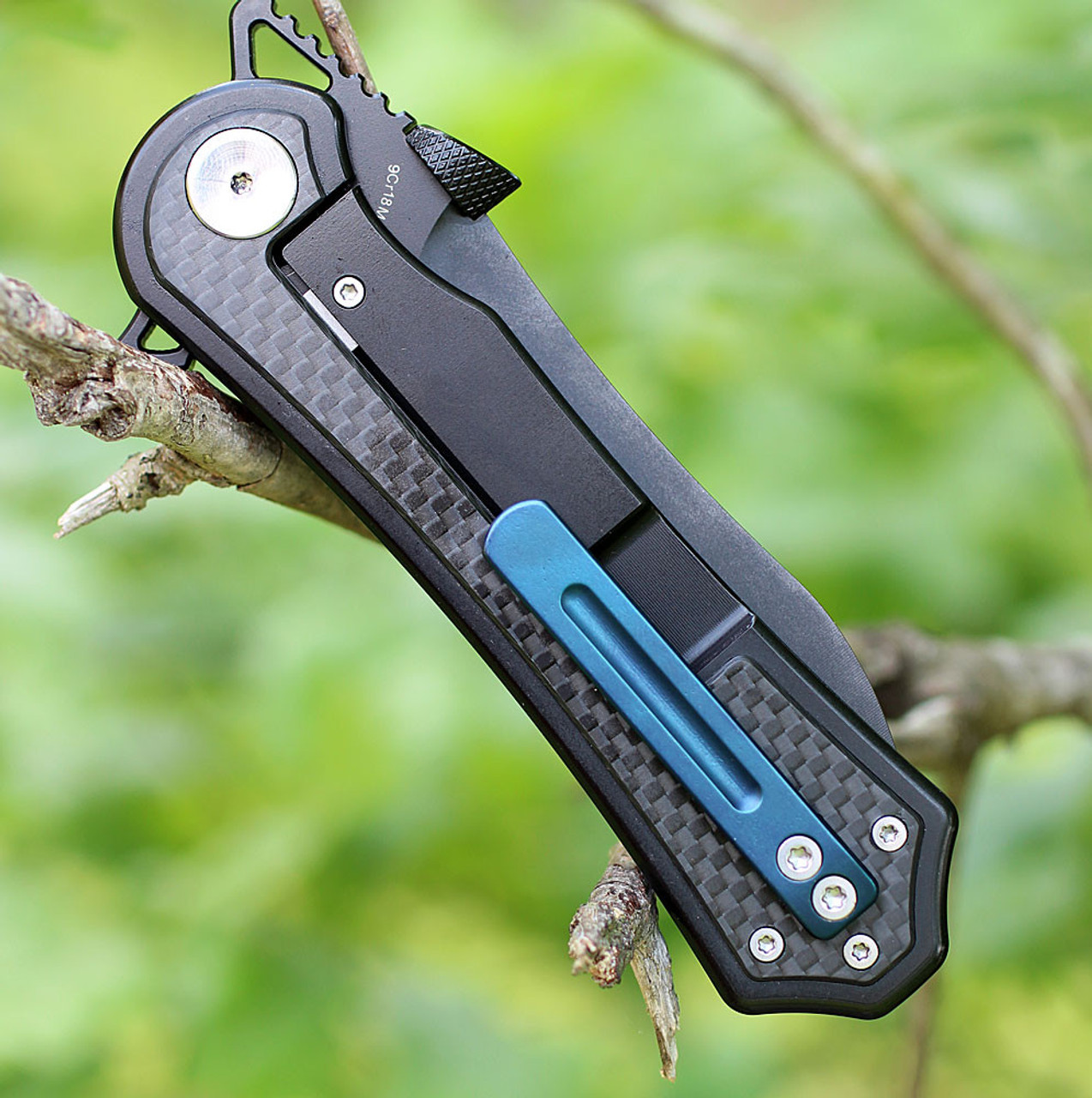 Krudo SNG247 DRASTIK Folder, 3.75" 9Cr18MoV Plain Edge, Stainless Handle w/Carbon Fiber Inserts