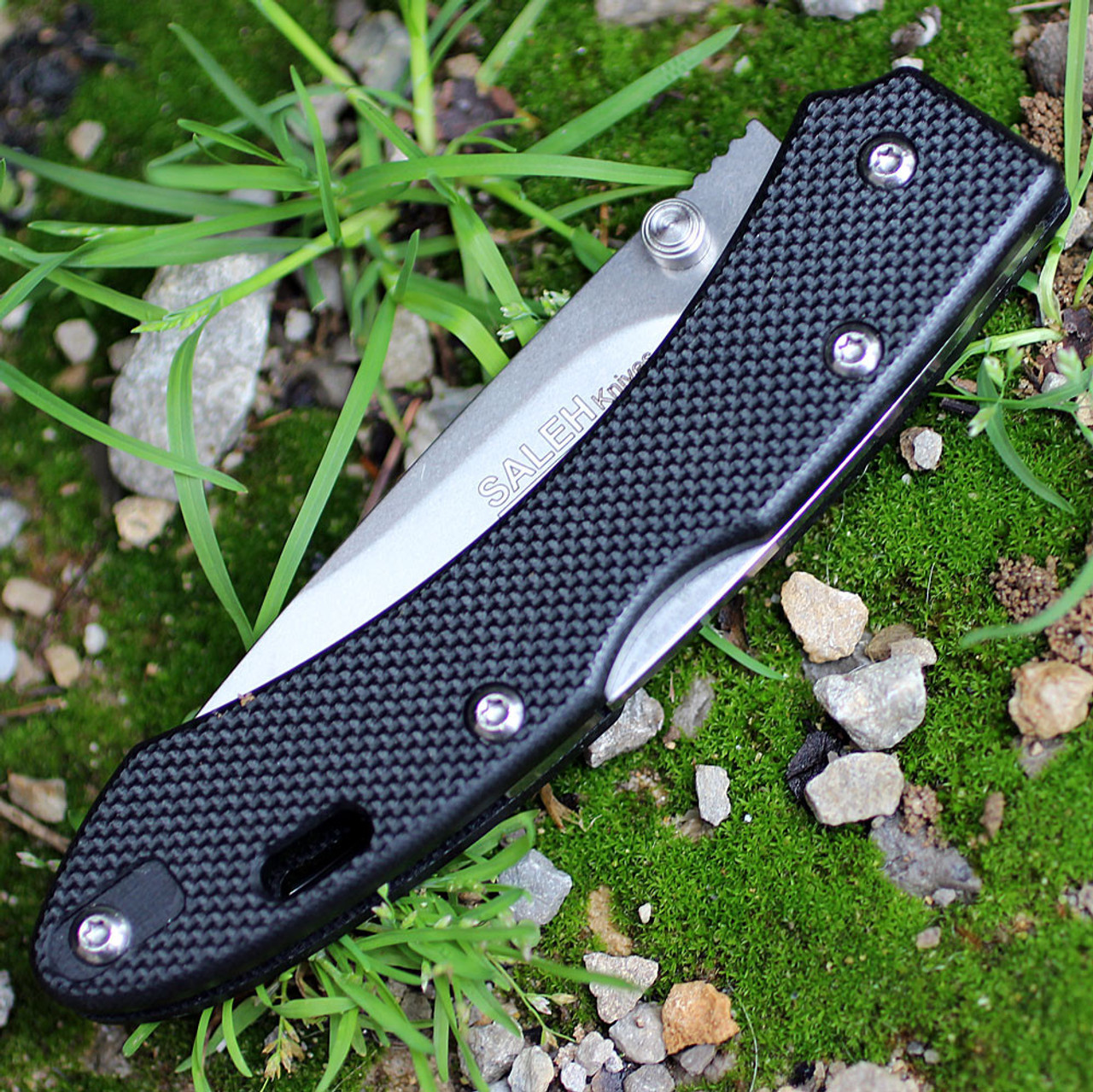 SALEH Knives BKS, 3.5" N690Co Plain Blade, Black G-10 Handle