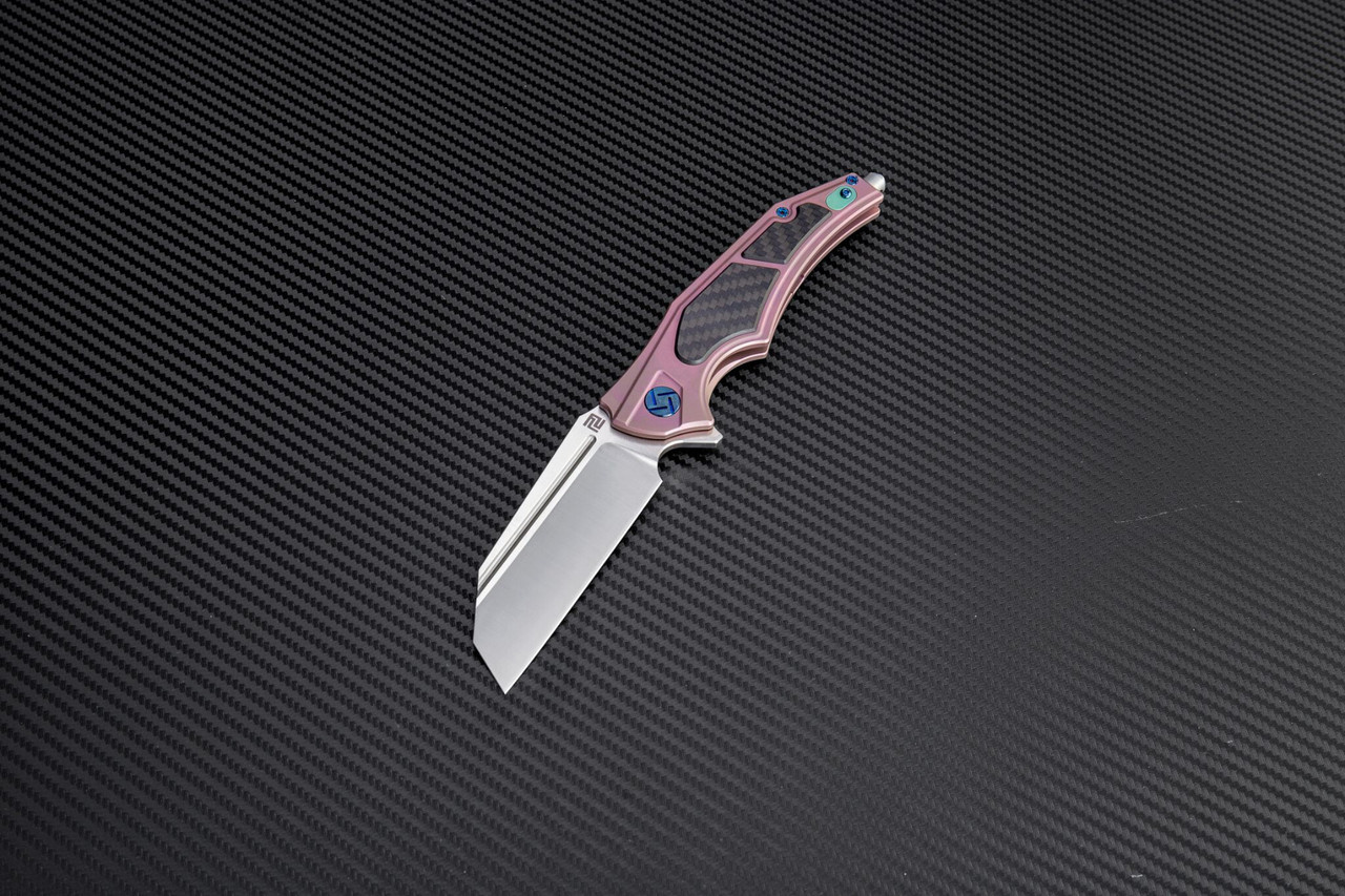 Artisan Apache ATZ1813GRES, 3.82" S35VN Plain Blade, Rose Titanium/Carbon Fiber Handle