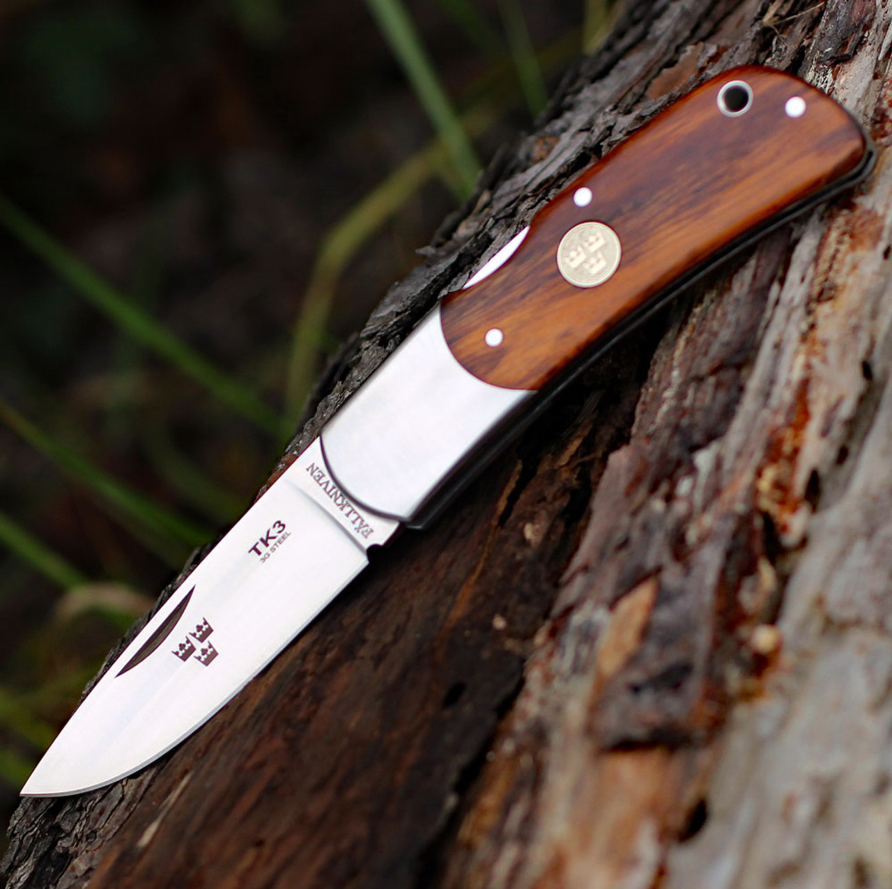 Fallkniven TK3ic Tre Kronor (FNTK3IC) 2.75" 3G Drop Point Plain Blade, Desert Ironwood Handle