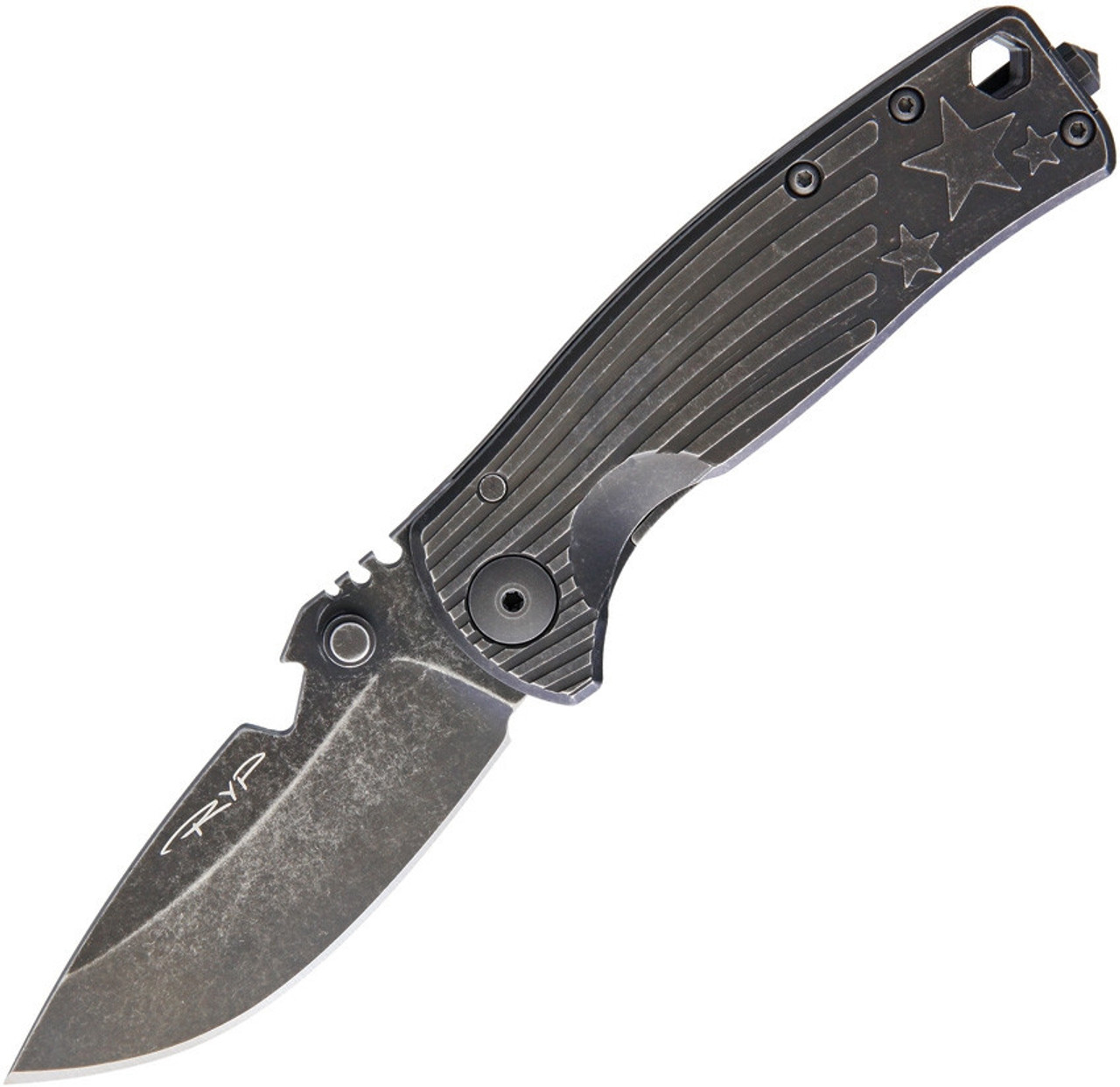 DPx HEST/F Urban Titanium Black Framelock, 2.9" CPM S35VN Plain Blade, Flag, DPXHSF032