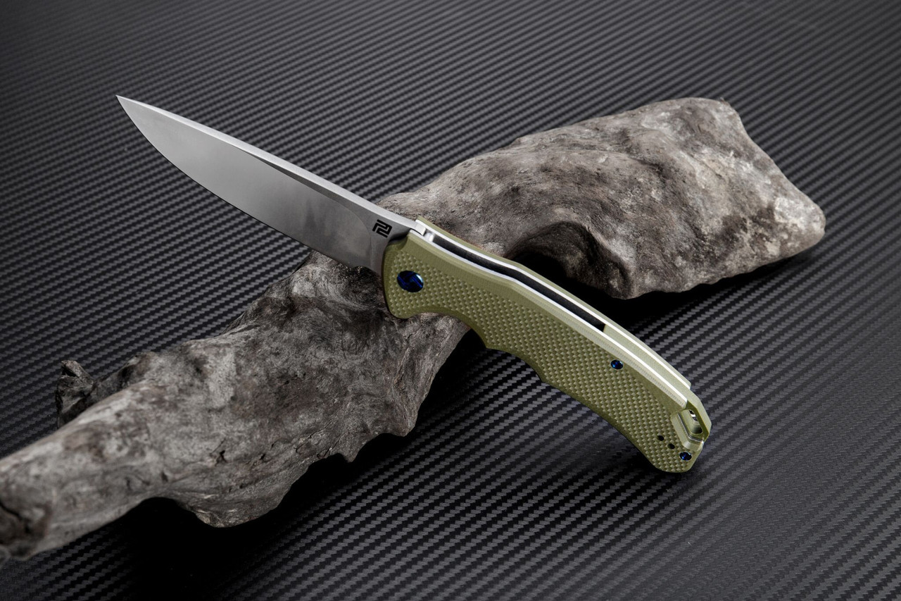 Artisan Tradition ATZ1702PGN, 3.94" D2 Plain Blade, OD Green G-10 Handle