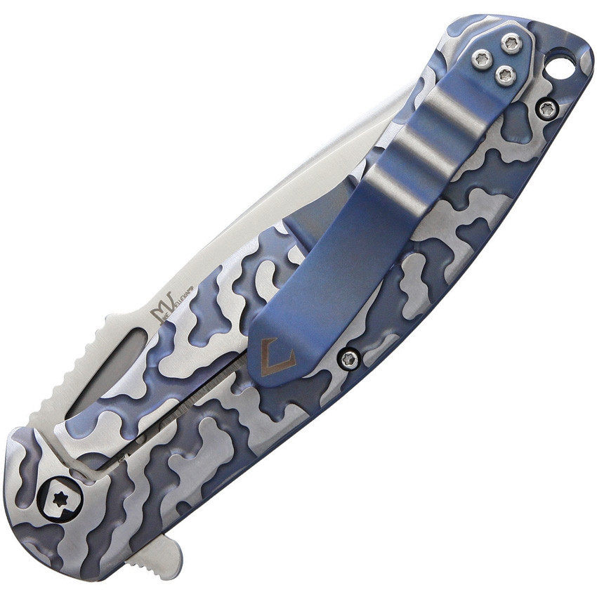 V Nives 30039 Atmosphere, 3.4" CPM-S35VN Plain Blade, Blue Titanium Handle