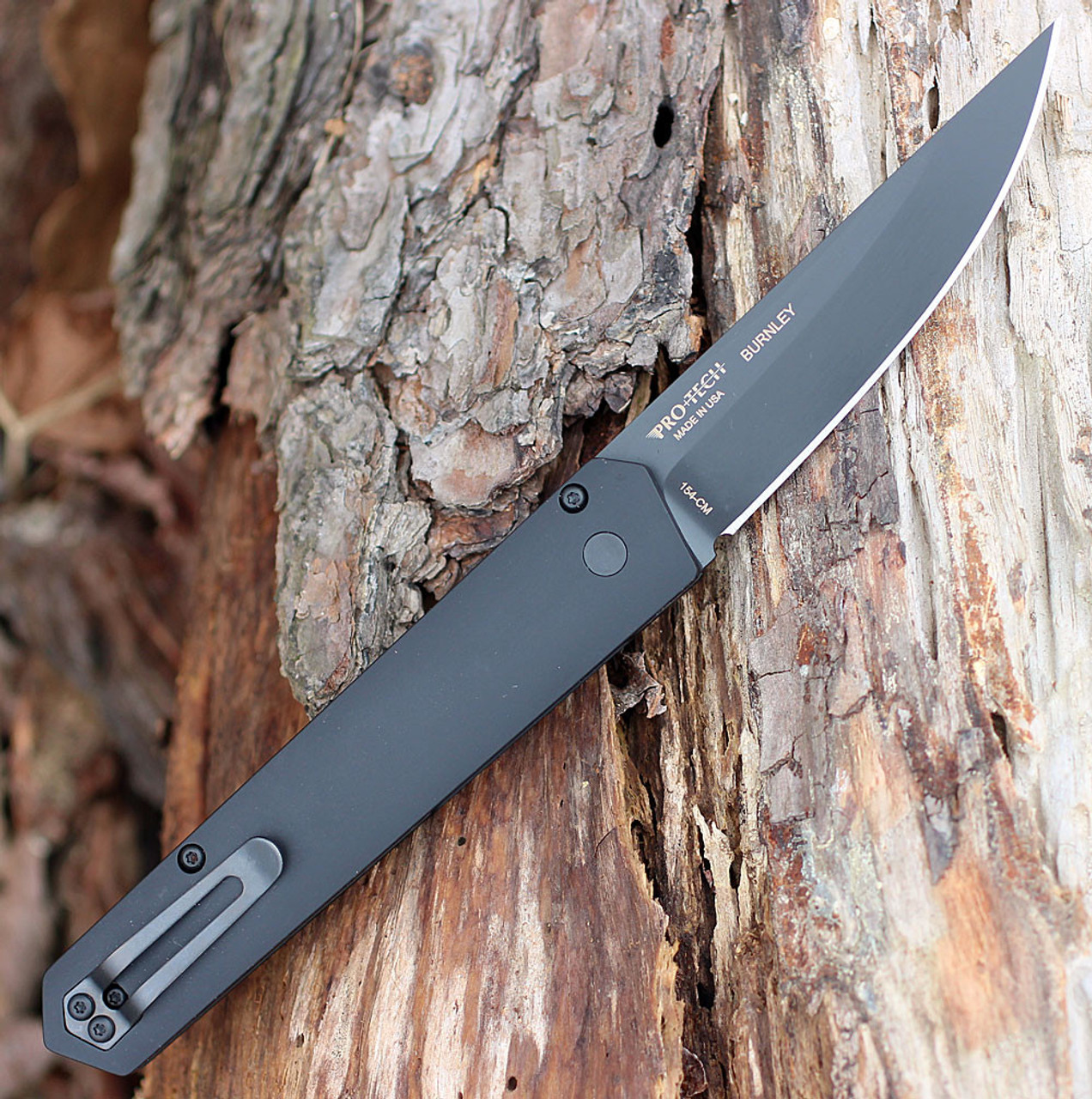 Boker Plus Kwaiken Automatic (06EX292)3.5" 154CM Black Straight Back Plain Blade, Black Aluminum Handle with Push Button Open