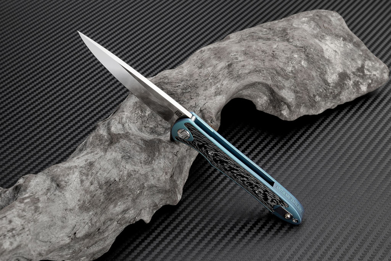 Artisan ATZ1707GSGN Small Shark, 3.15" S35VN Plain Blade, Green Titanium TC4 Handle