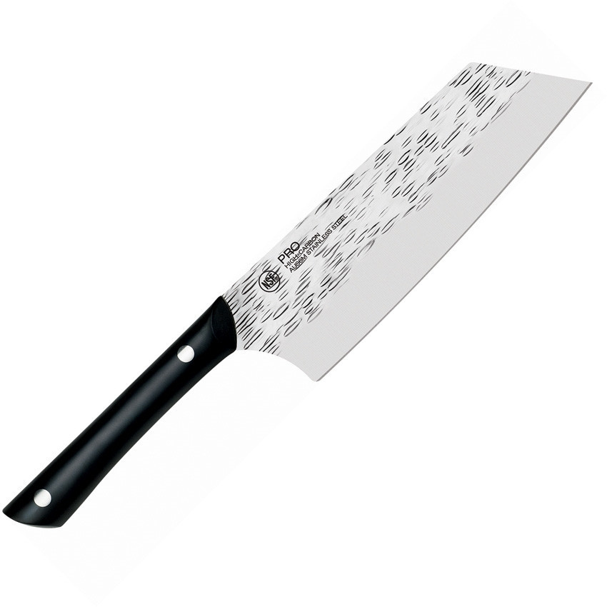 Kershaw Kai PRO HT7077 Asian Utility Knife 7-inch blade view showing hammered Japanese AUS6M steel and riveted POM handle.