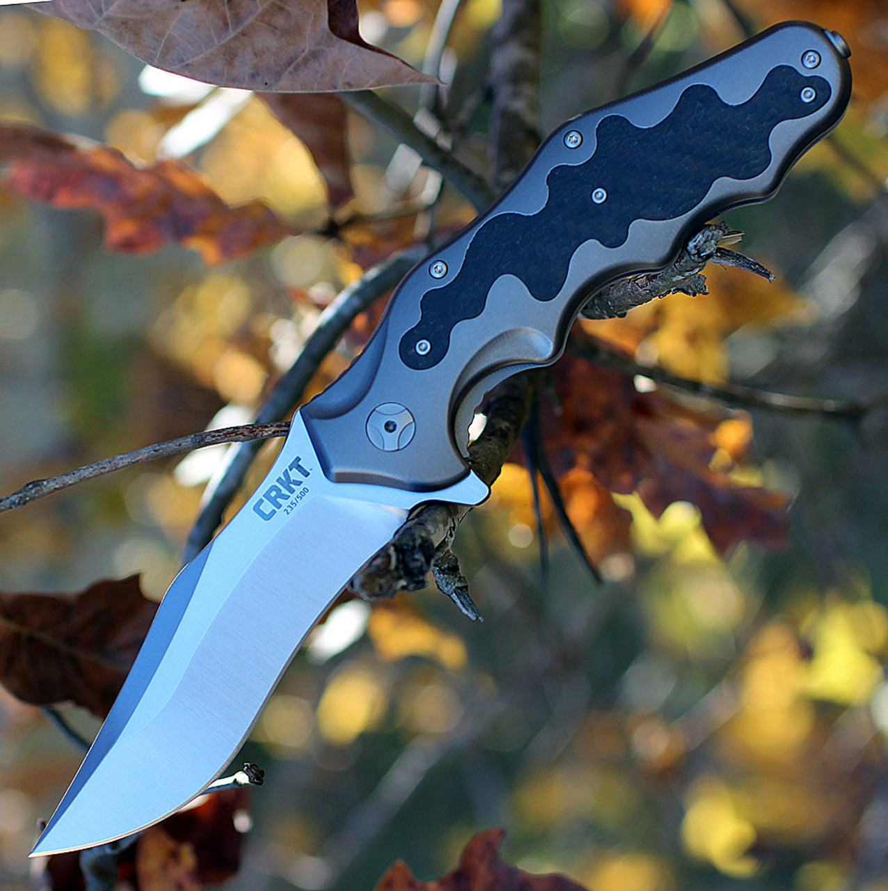 CRKT Ken Onion Motley Flipper K210CFXP, 3.875" Sleipner Plain Blade, Titanium Carbon Fiber Inlays Handle-Limited to 500