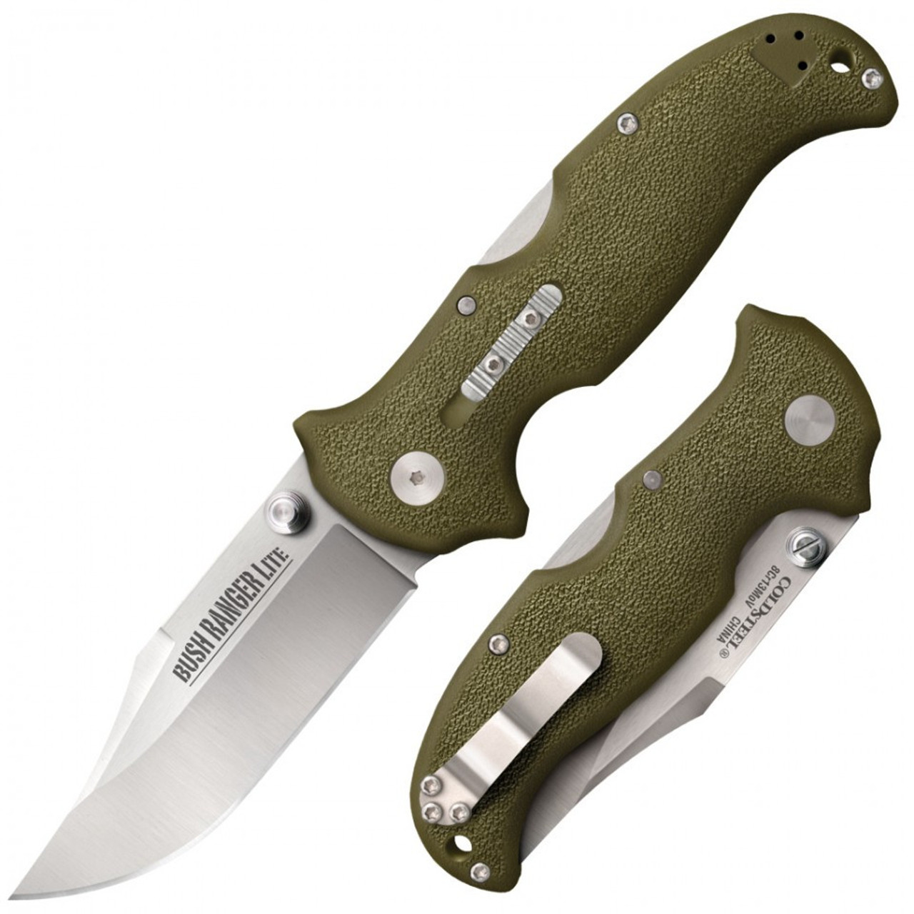 Cold Steel 21A Bush Ranger Lite, 3.5" 8Cr13MoV Plain Blade, OD Green GFN Handle