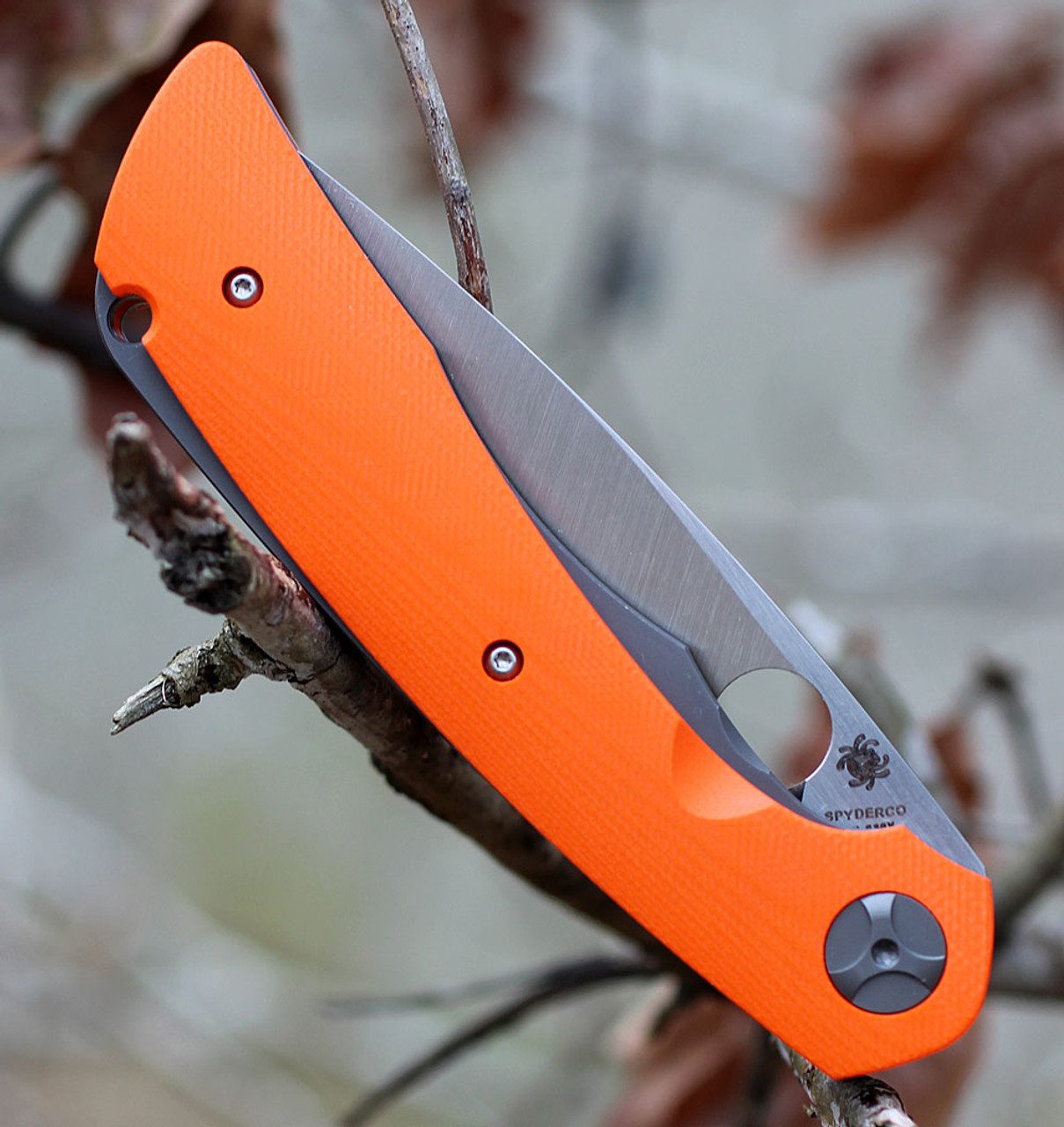 Spyderco Subvert C239GPOR, 4.14" CPM S30V Plain Blade, Orange G10/Titanium Handles