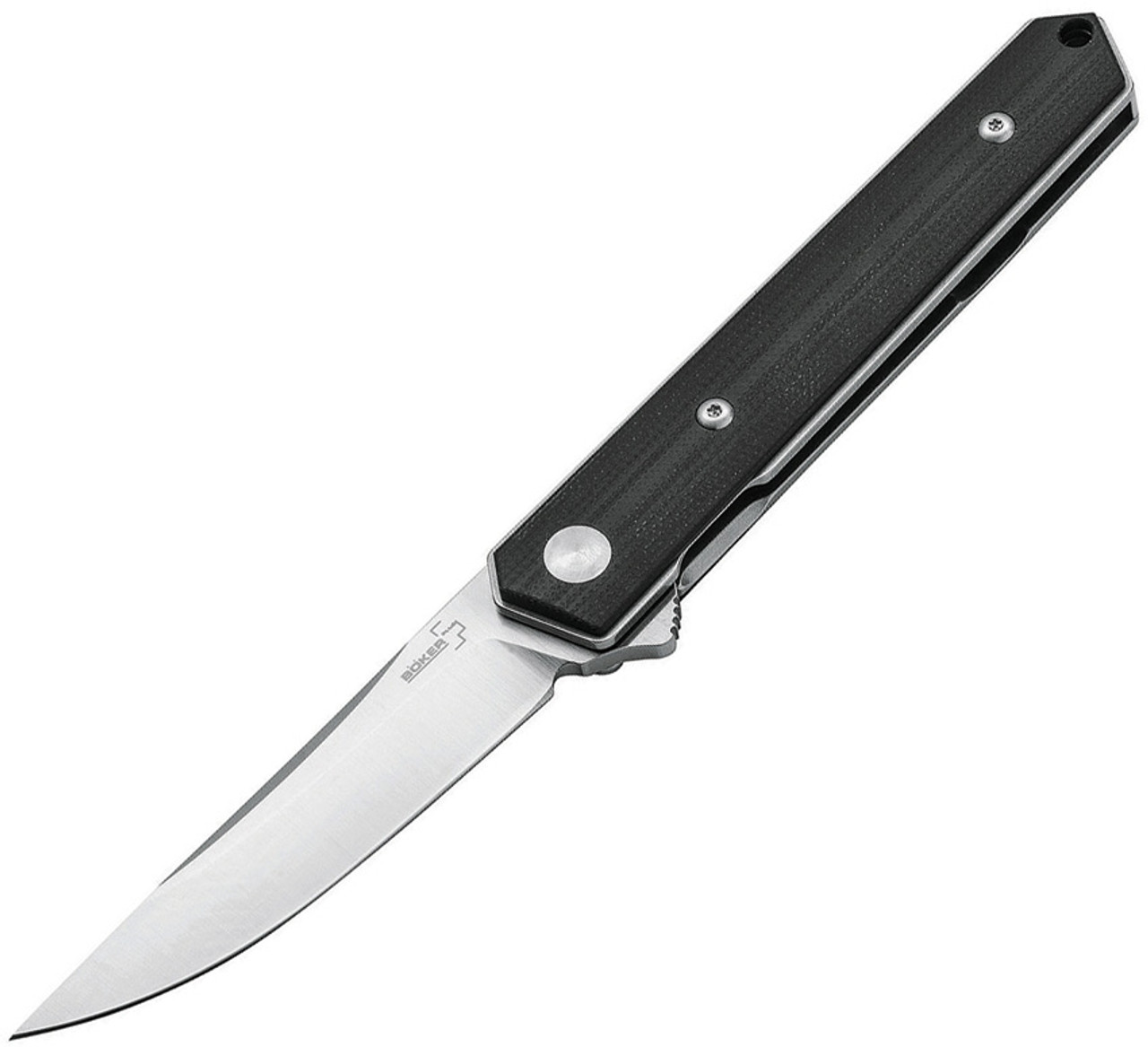 Boker Plus Mini Kwaiken (01BO268) 3.07" D2 Satin Straight Back Plain Blade, Black G-10 Handle