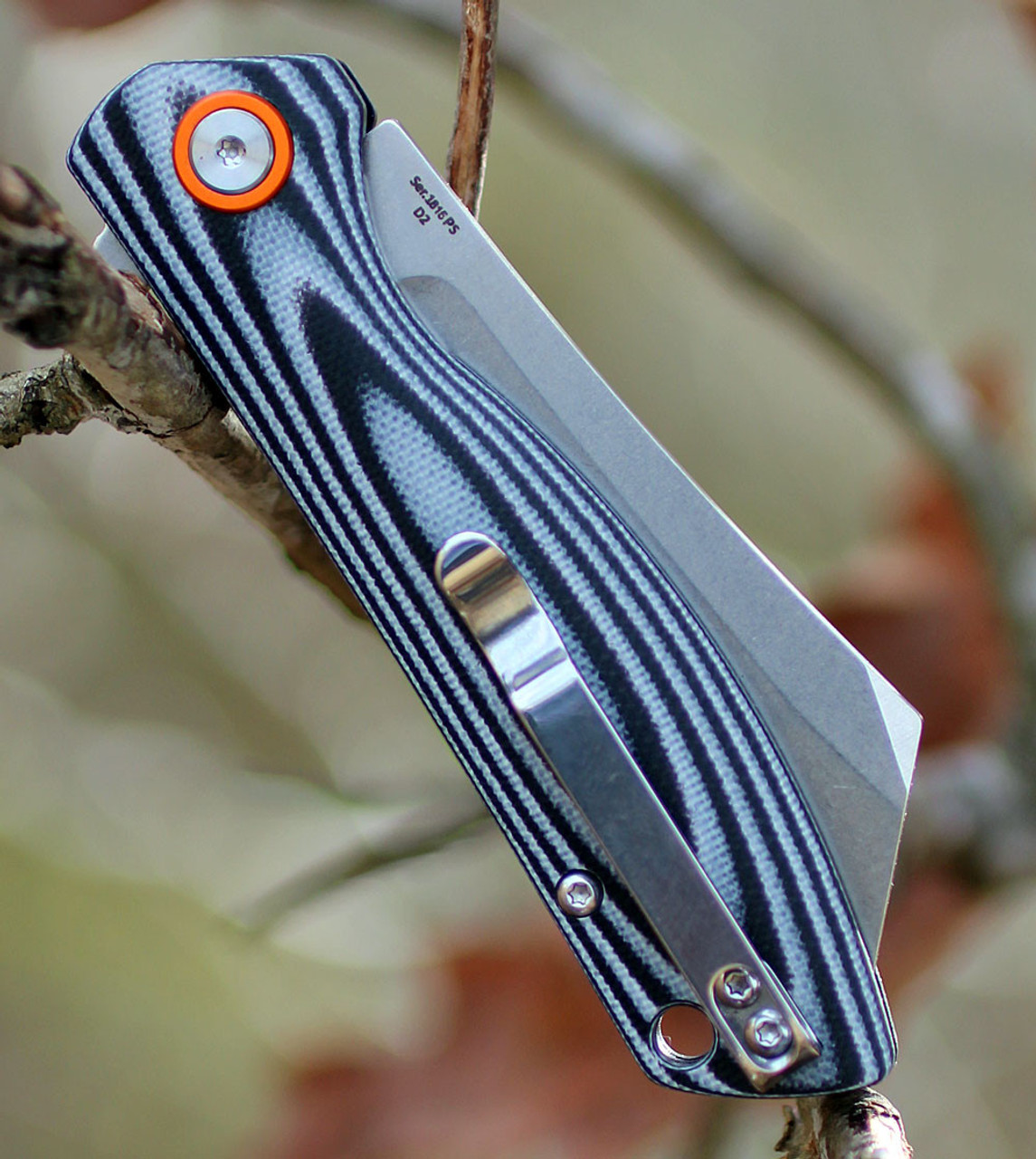 Artisan Tomahawk  ATZ1815PSBGC, 2.36" D2 Steel Tanto Blade, Grey G10 Handle-Curve