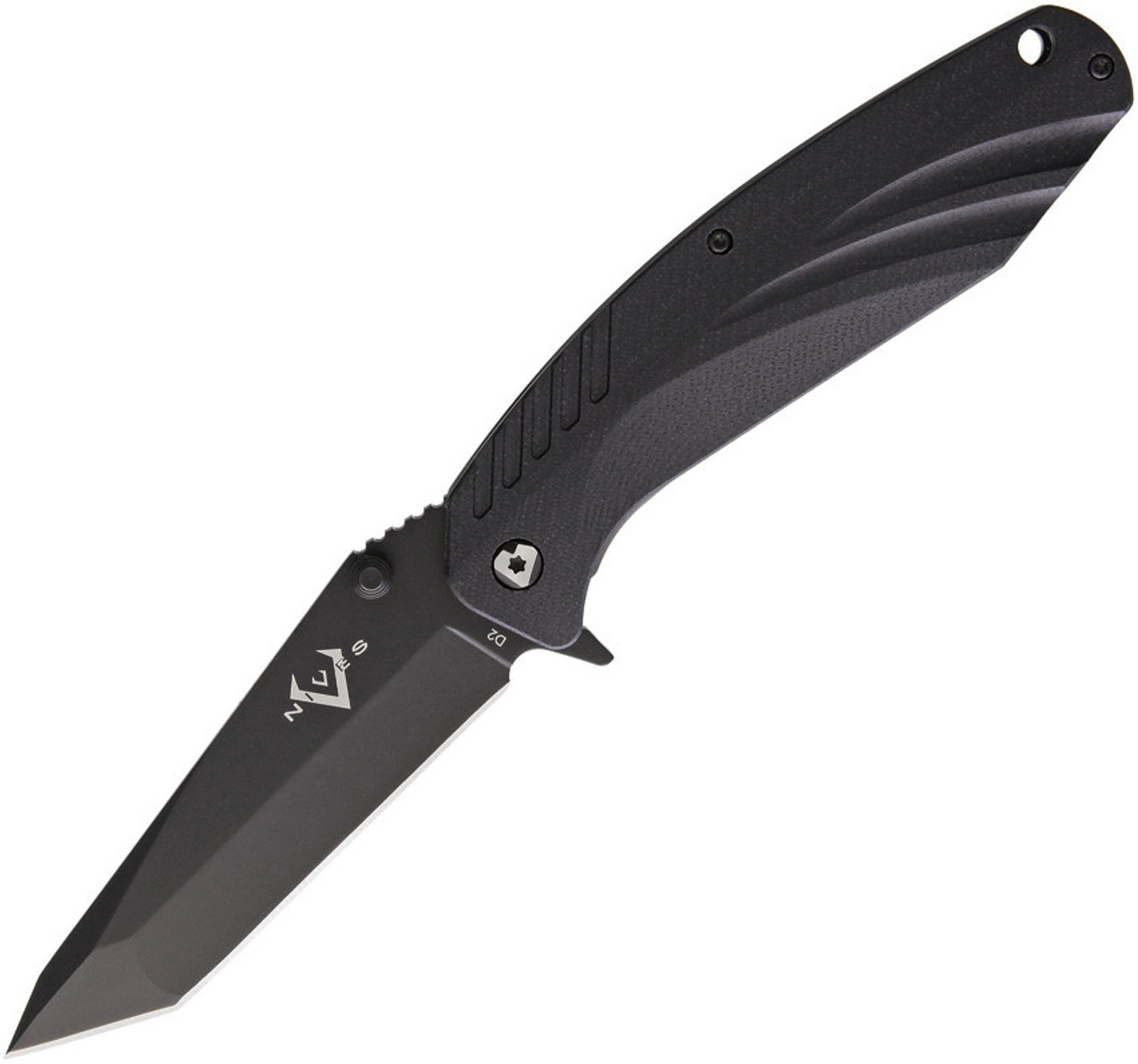 V Nives 30107 SFL Tanto, 3.5" Black D2 Plain Blade, Black G-10 Handle
