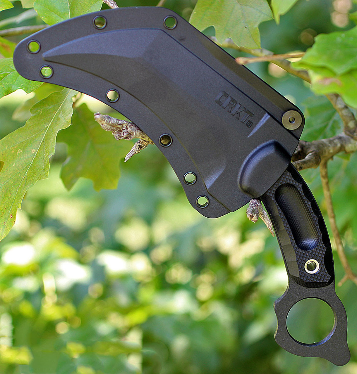CRKT Du Hoc (CR2630) 5.10" SK-5 Black Powder Coated Karambit Plain Blade, Black G-10 Handle, Black Glass Reinforced Nylon Belt Sheath