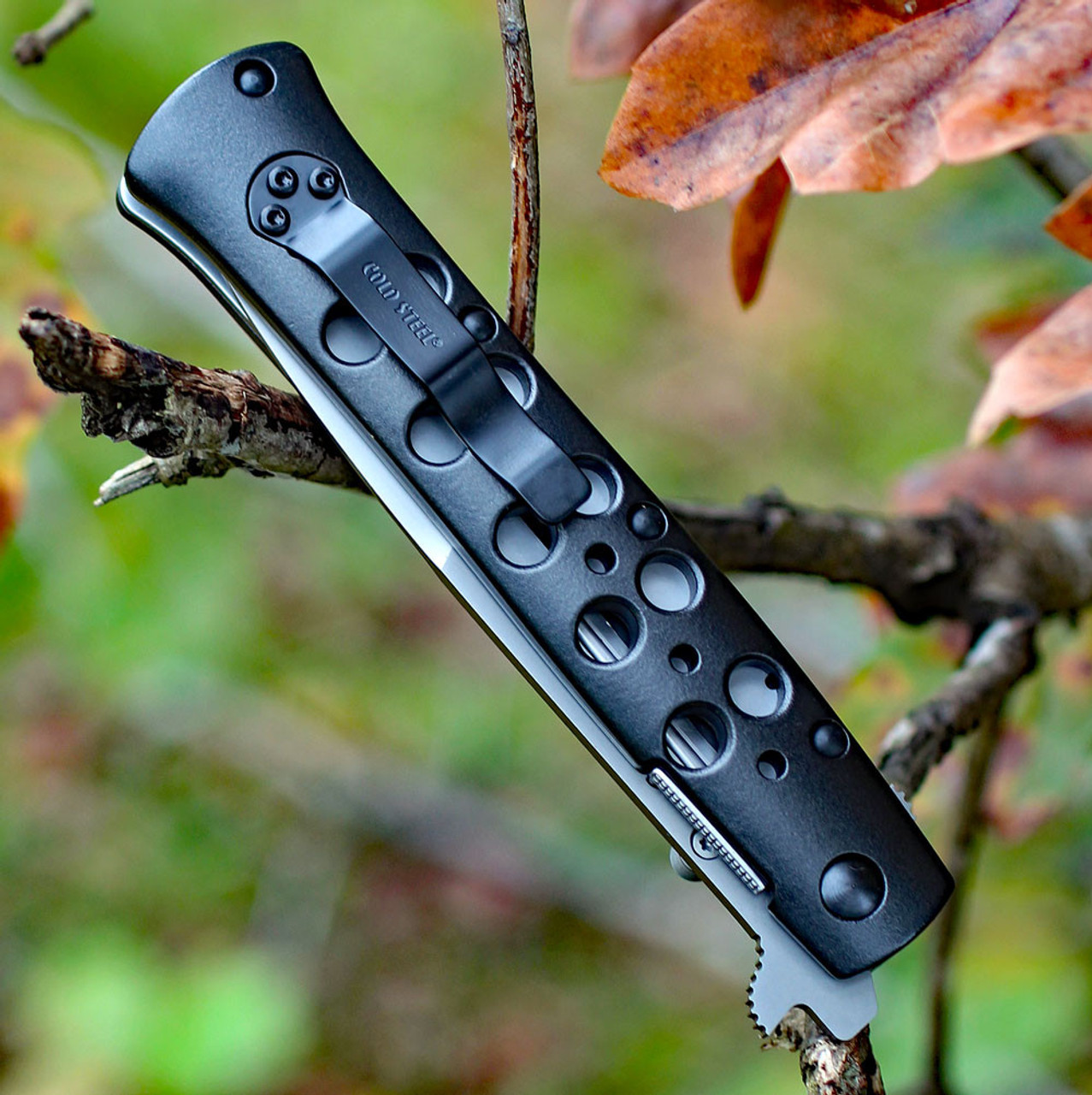 Cold Steel Ti-Lite Flipper Knife 26B4, 4" S35VN Plain Blade, Black Aluminum Handles