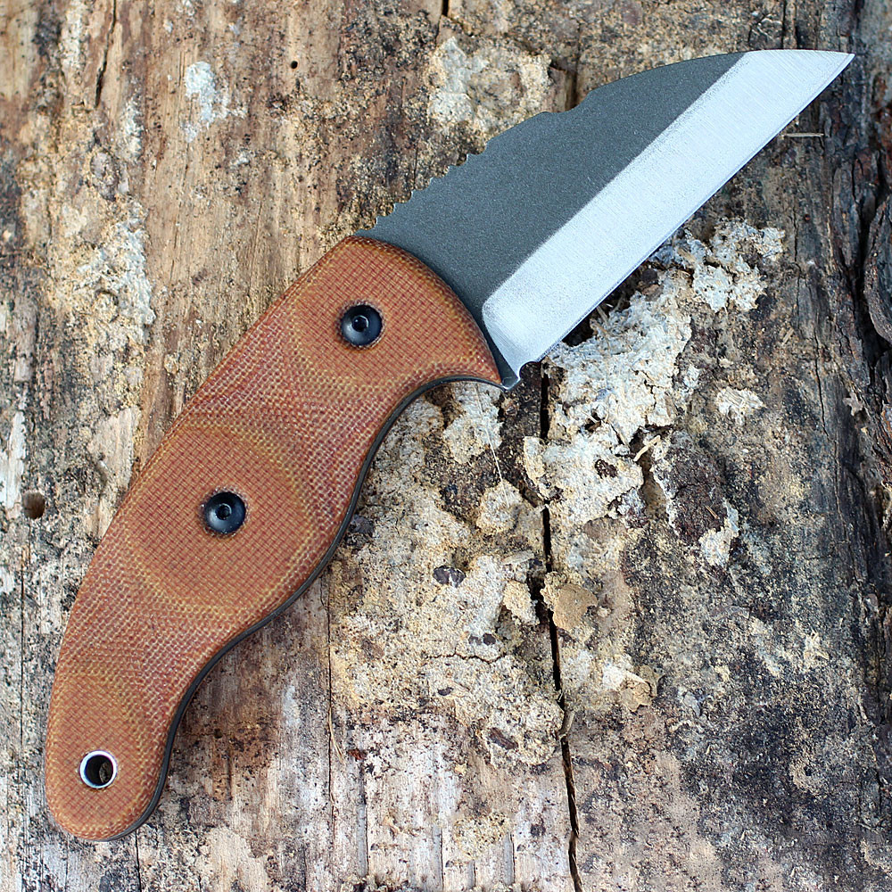 Tops Knives LILB-01 Little Bugger,  2.38" 1095 Carbon Steel, Tan Canvas Micarta Handle