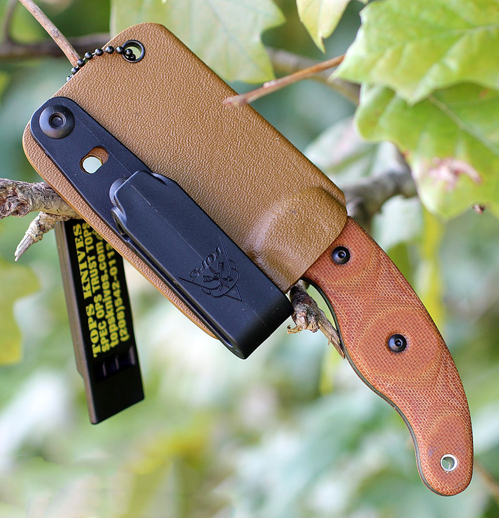 Tops Knives LILB-01 Little Bugger,  2.38" 1095 Carbon Steel, Tan Canvas Micarta Handle