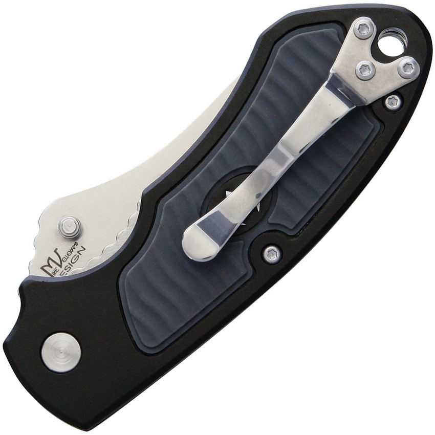 V Nives 30145 Stout, 2.5" 8Cr14MoV Plain Blade, Black Aluminum, Gray Rubber Inlay Handle