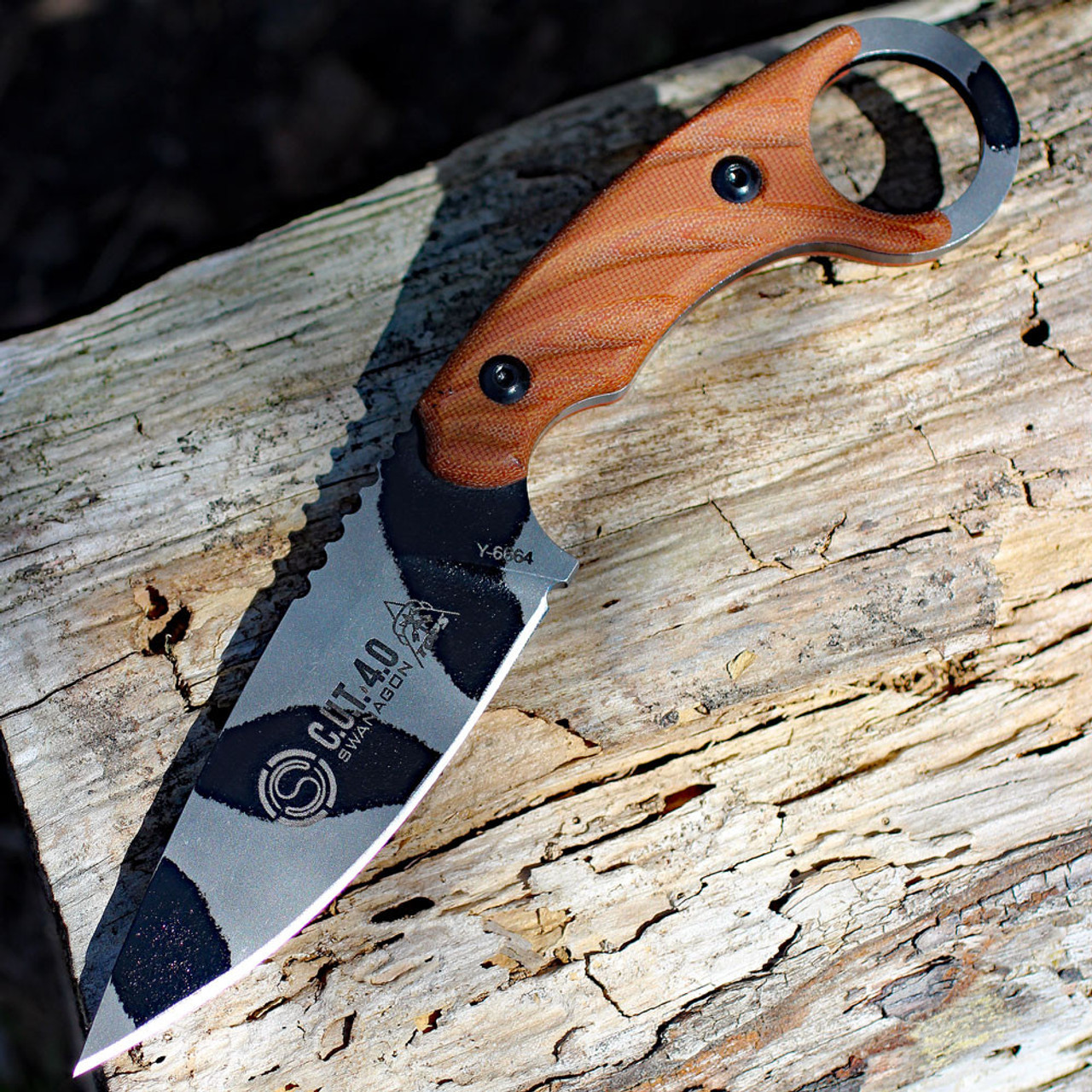 Tops Knives, C.U.T. 4.0 Camo Combat Utility Tool, Joshua Swanagon Karambit Style Fixed Blade