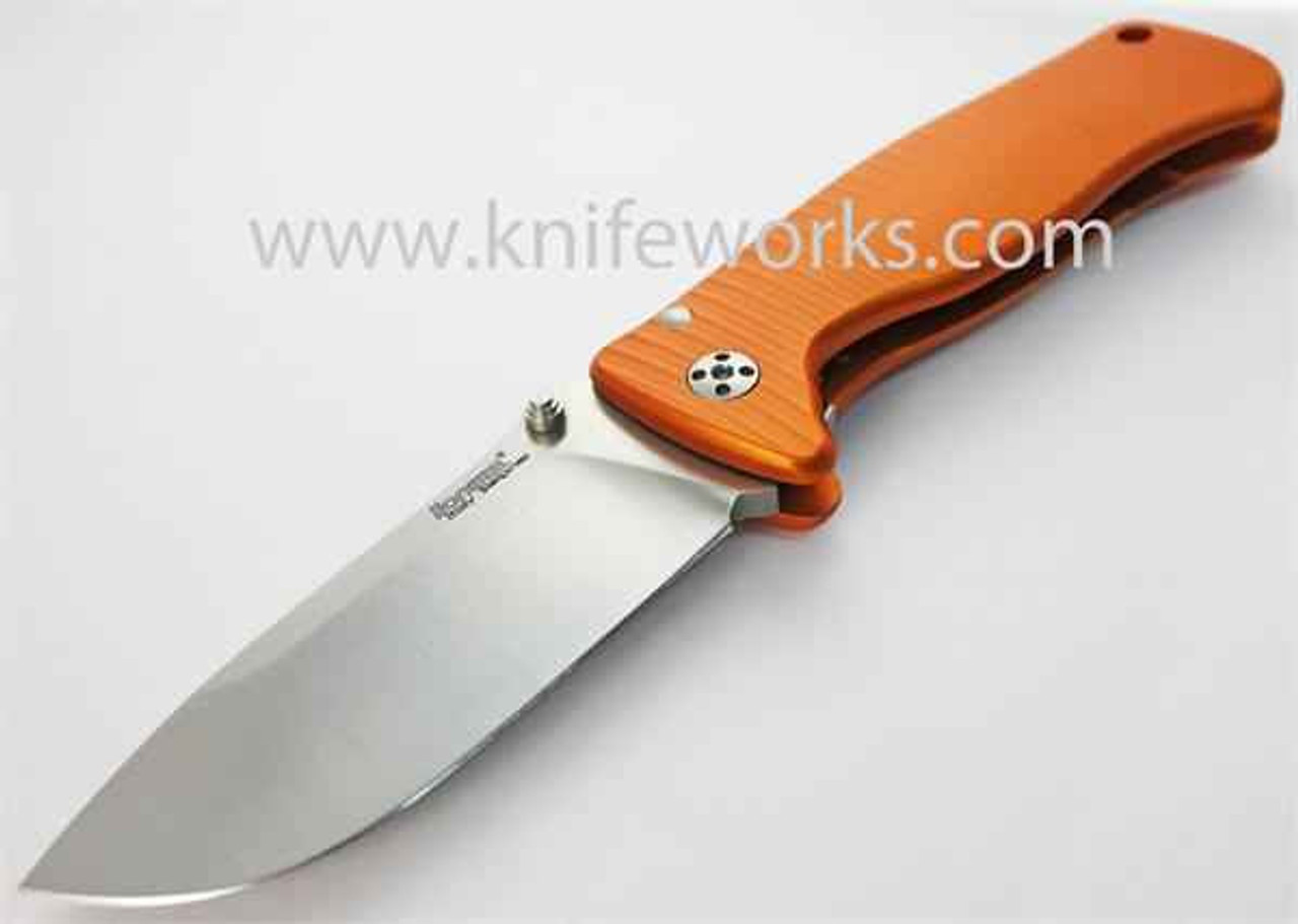 Lion Steel SR2, Satin Sleipner Steel, Orange Aluminum Handle