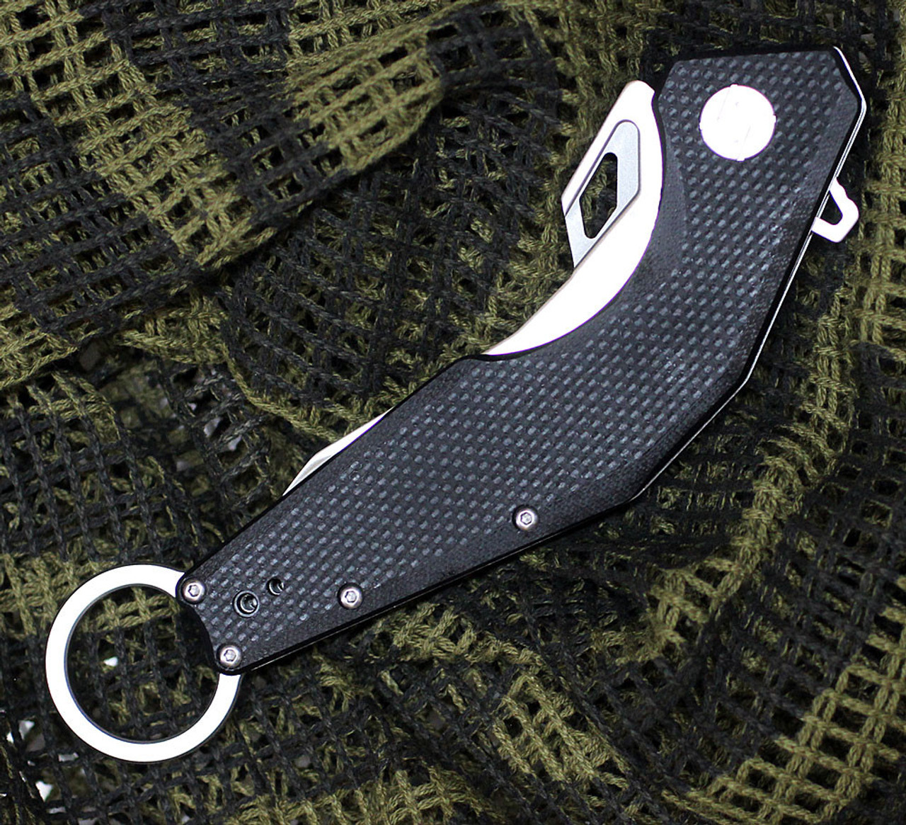 Artisan Cobra ATZ1811PBKF, 3.75" D2 Plain Blade, Flat Black G-10 Handle