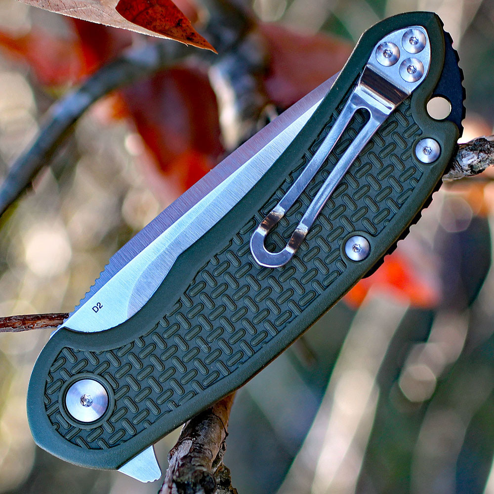 Steel Will Cutjack C22-1OD Flipper 3.5" D2 Drop Point Blade, OD Green FRN Handles