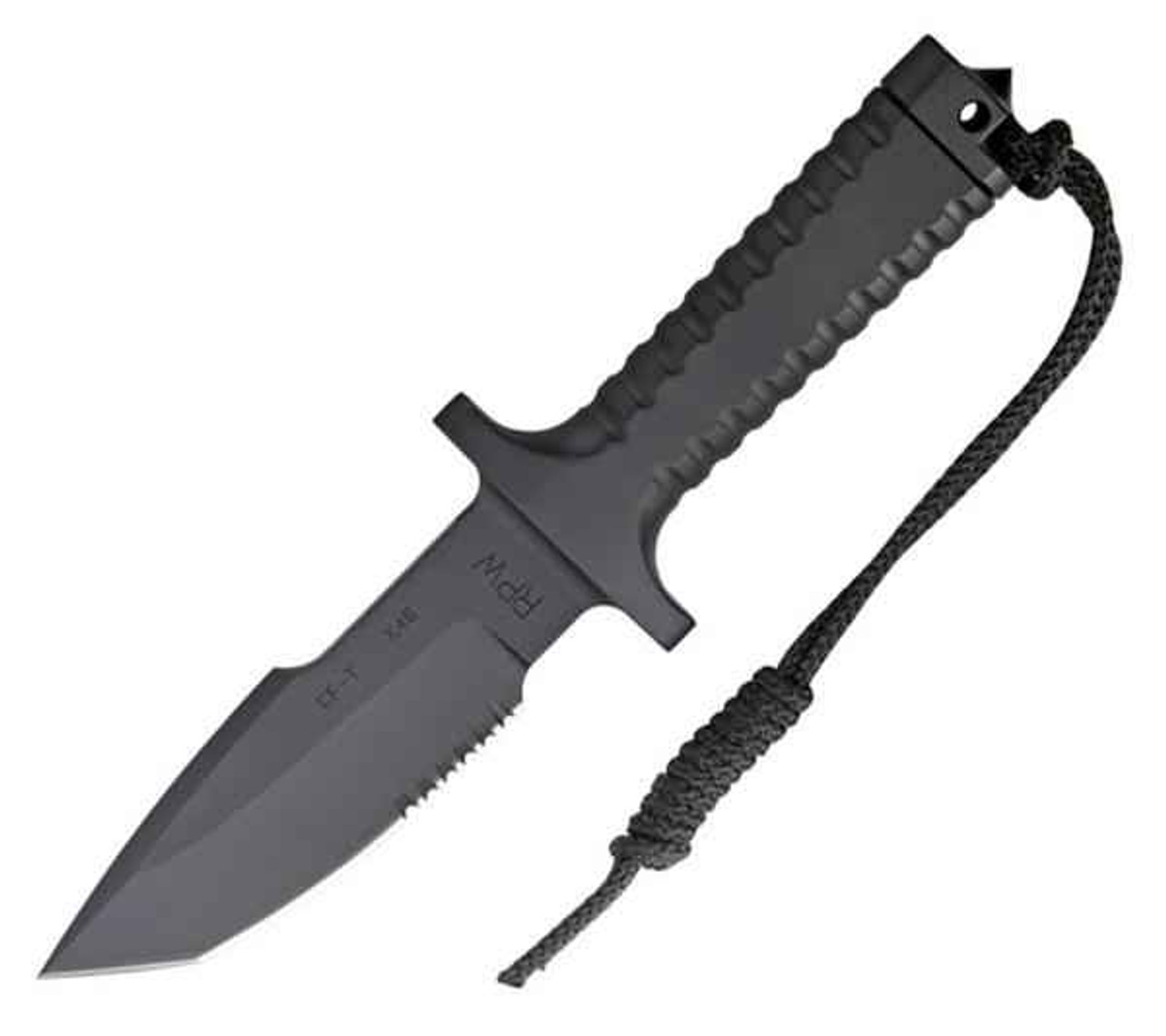 RPW X46 5" Tanto Black, Combo Edge, w/ Khaki Nylon Sheath