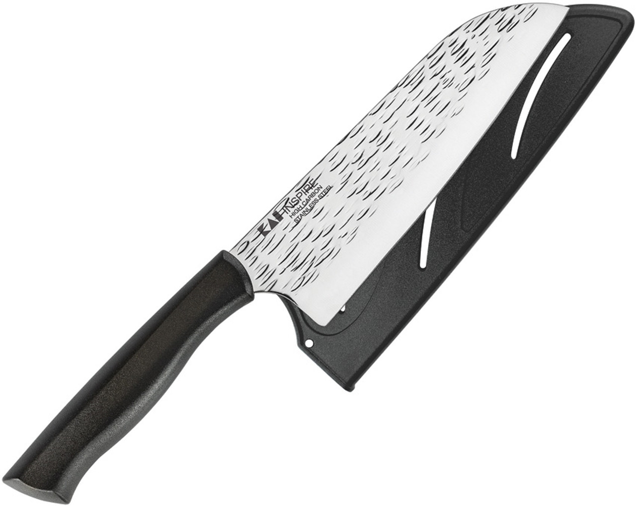 Kershaw Inspire Santoku, 6.75" Hammered 4116 Stainless Blade, Black Synthetic Handle