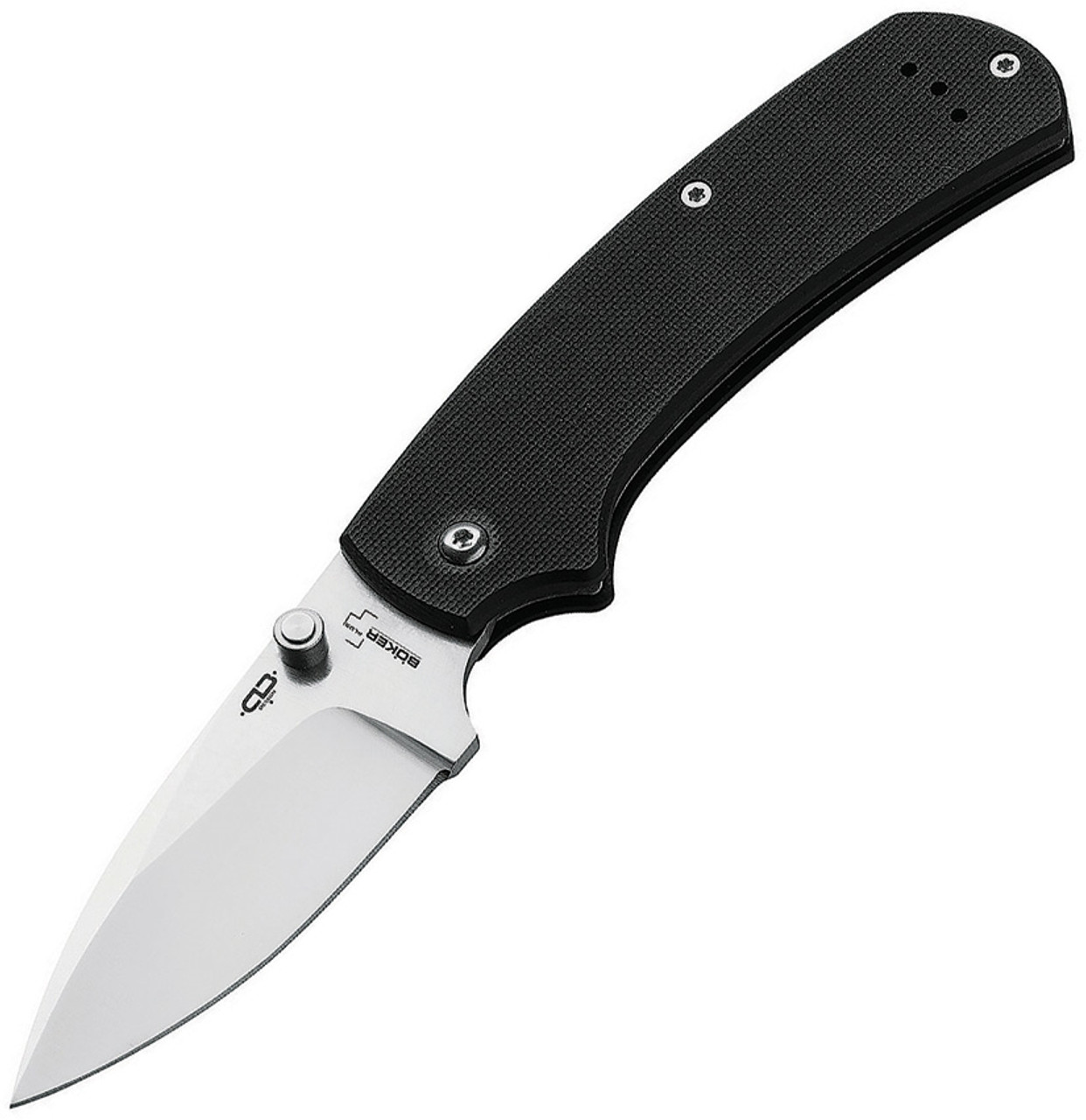 Boker Plus XS (01BO533) 3.13" 440C Satin Drop Point Plain Blade, Black G-10 Handle