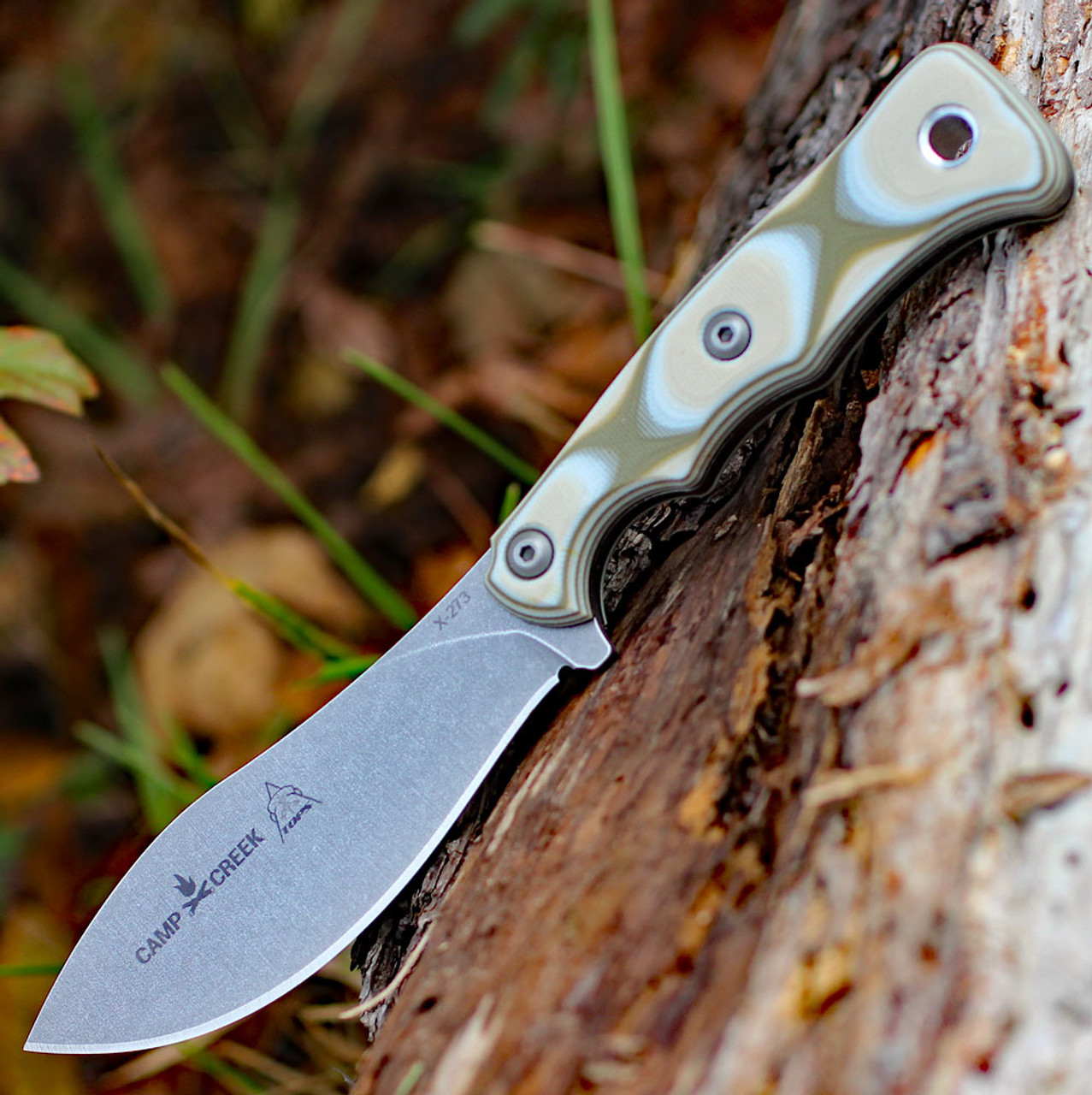 TOPS Camp Creek CPCK01, 4.38" CPM S35VN Tumble Blade, Camo G10 Handle