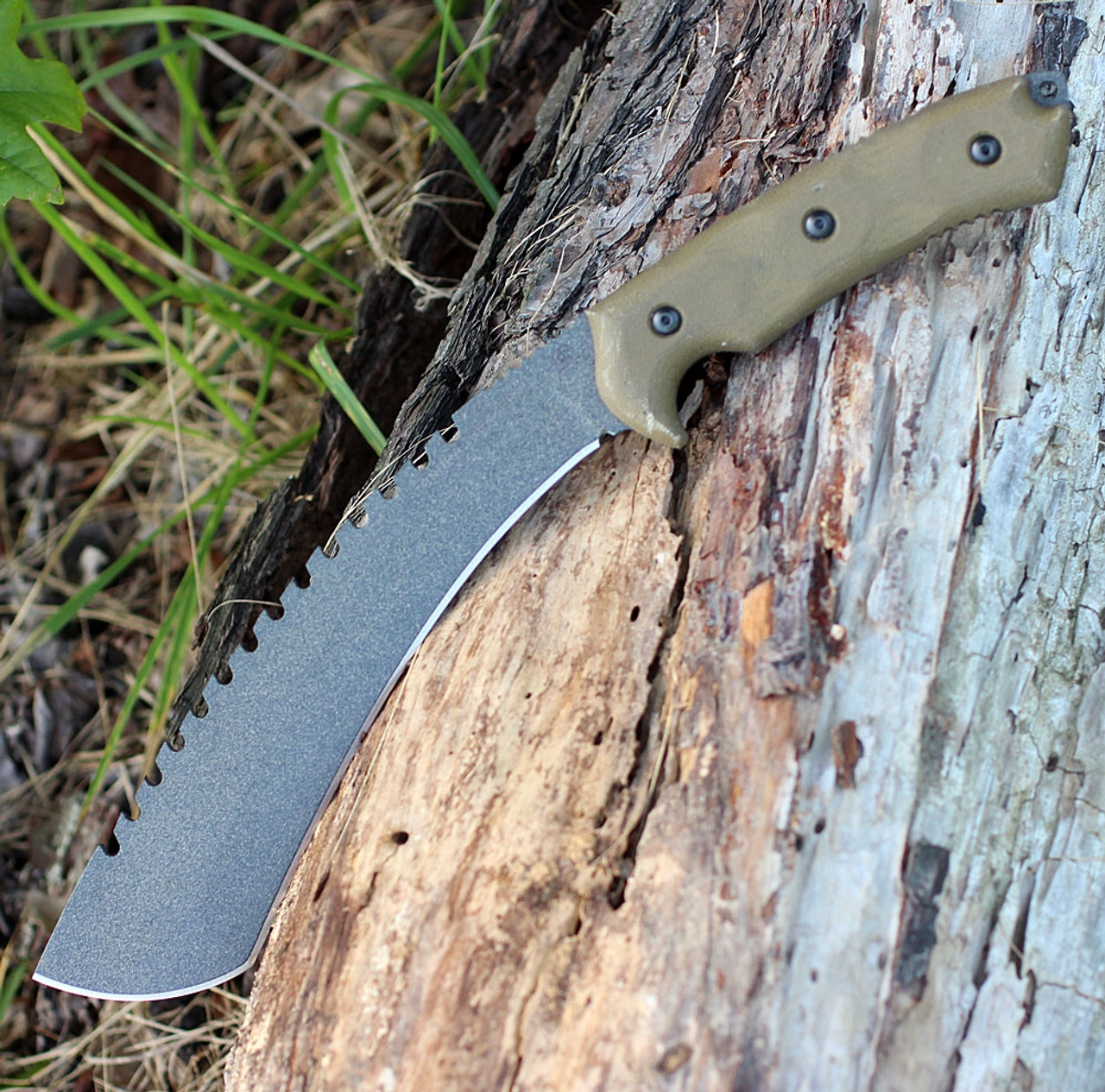 TOPS Knives Tundra Trekker - Green Canvas Micarta (9" 1095 Kukri) TDTK-01