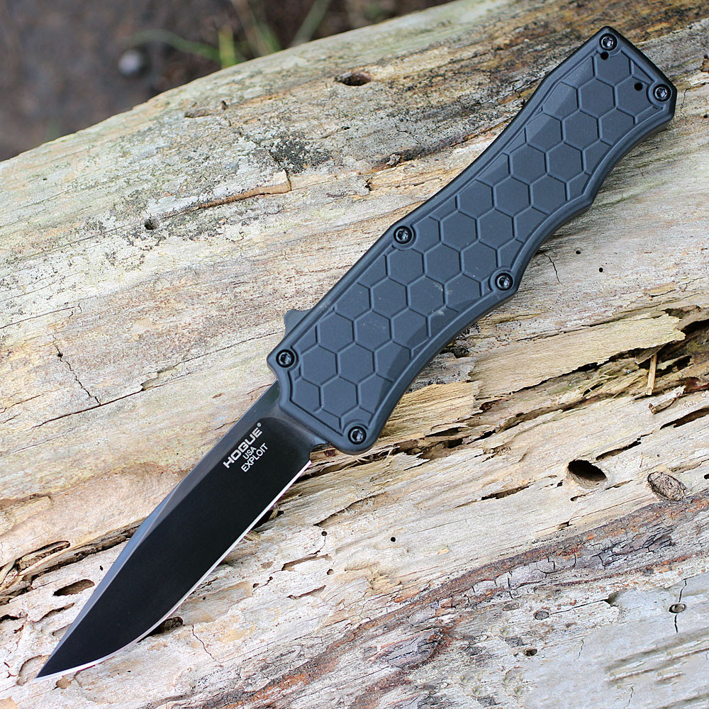 Hogue 34056 Exploit, 3.5" OTF Black CPM S30V Blade, Matte Black