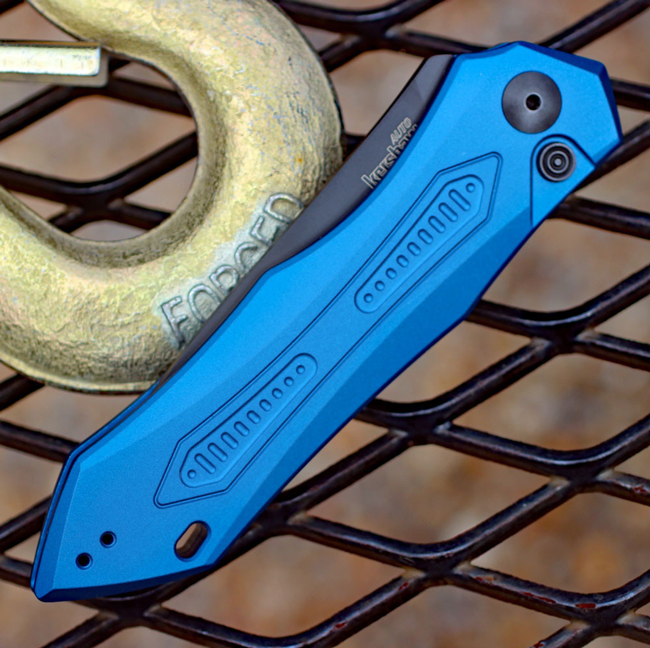 Kershaw Launch 6 Automatic Knife (7800BLUBLK)- 3.75" Black CPM-154 Drop Point Blade, Blue Aluminum Handle