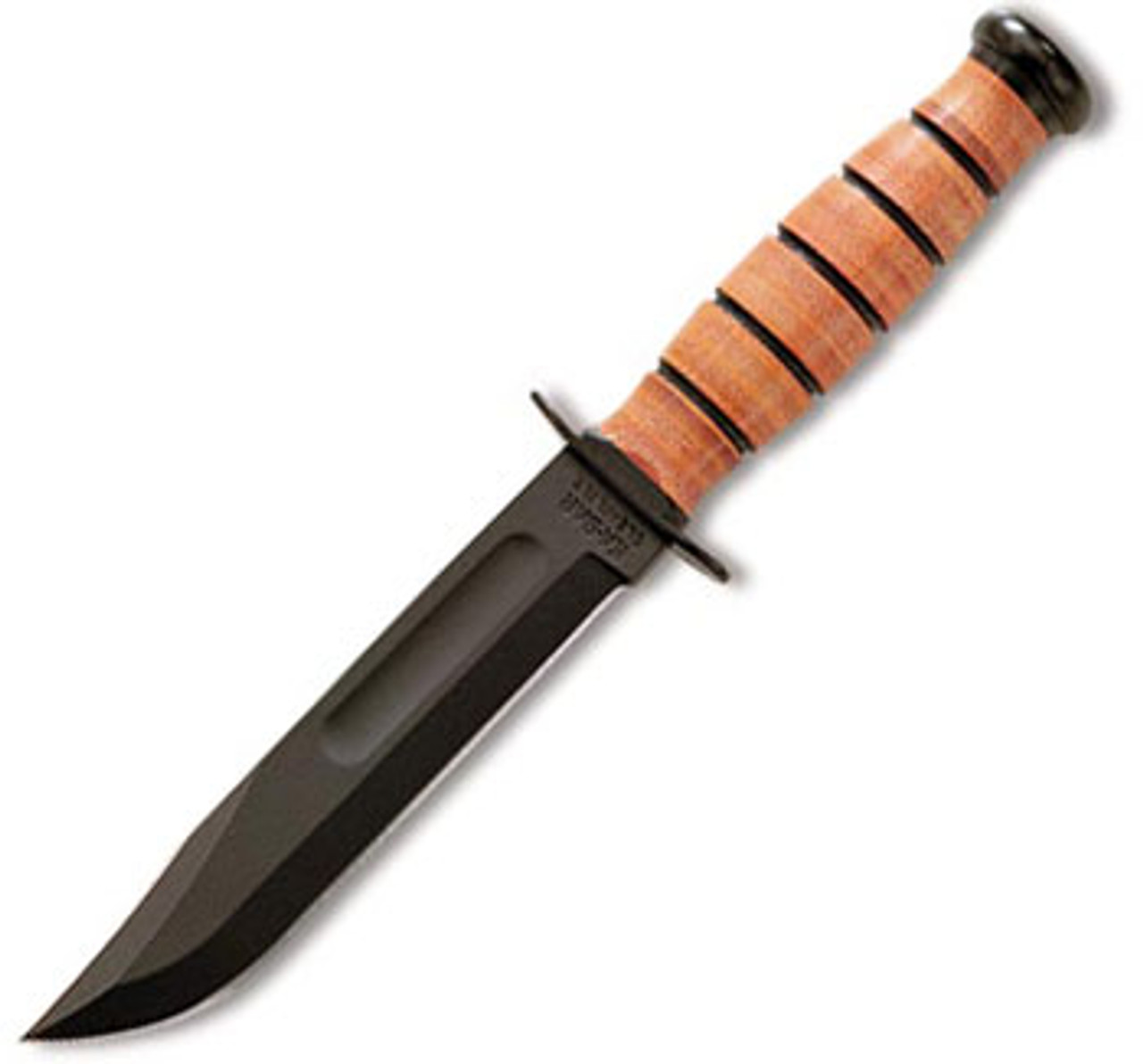 Ka-Bar Short USA Fighting Leather (5.25" Leather 1095 Cro-Van) 1251