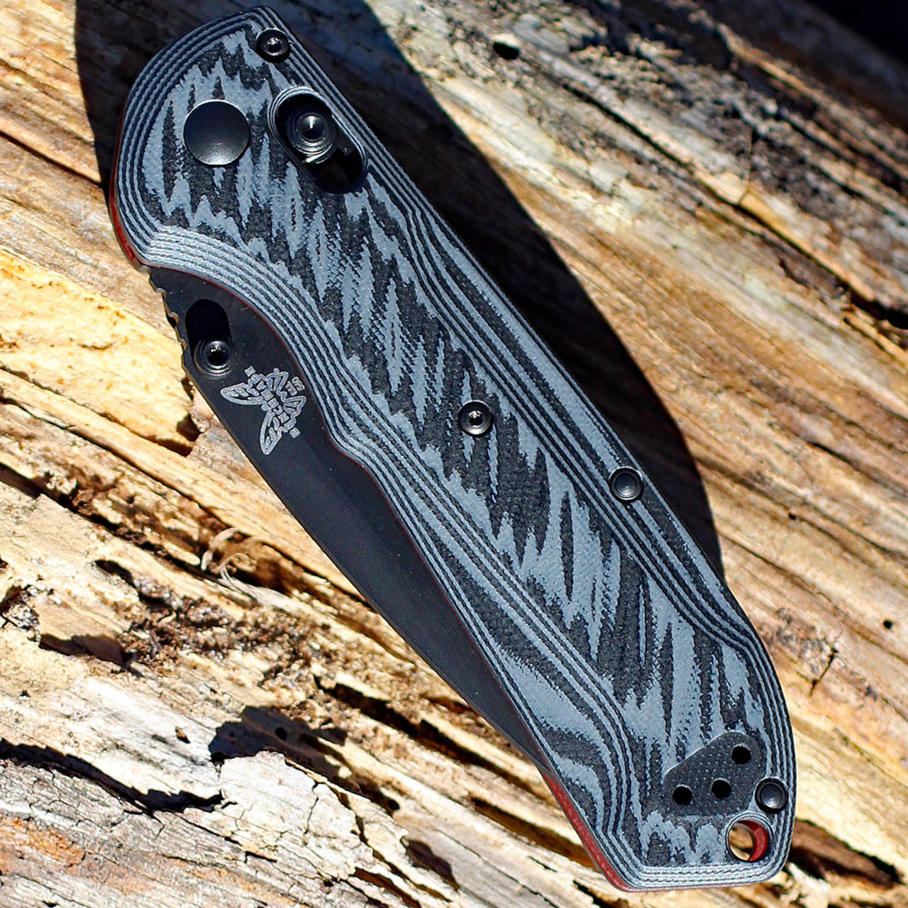 Benchmade Freek Folding Knife 3.6" Black Cerakoted CPM-M4 Plain Blade, Black/Gray G10 Handles - 560BK-1
