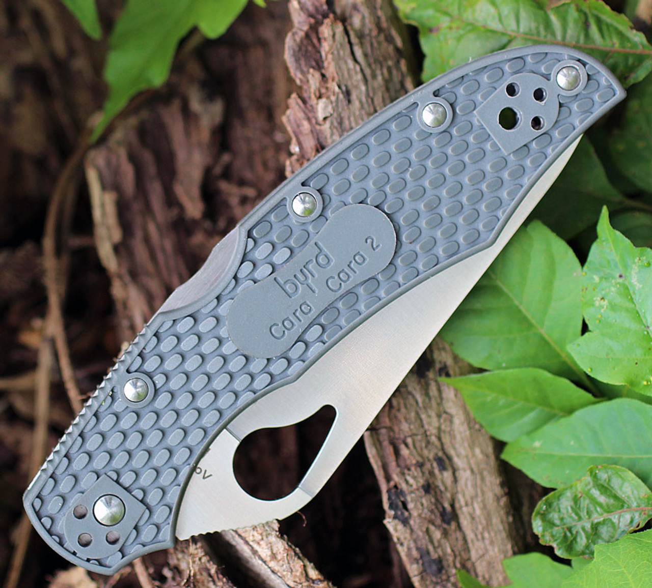 BYRD CARA CARA 2 (BY03PGY2) 3.77" 8Cr13MoV Satin Drop Point Plain Blade, Gray Textured Fiberglass Reinforced Nylon Handle