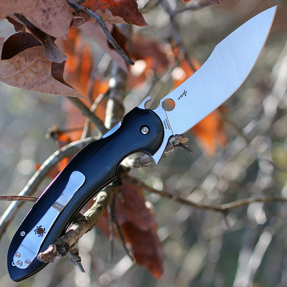 CPM S30V satin plain edge curved blade close up