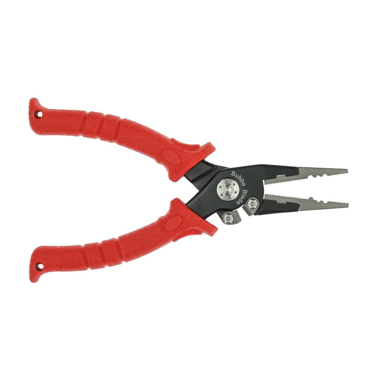 Bubba Fishing Plier 1FP, 7.5" Overall Length, Red TPR Handle, Black Nylon Sheath