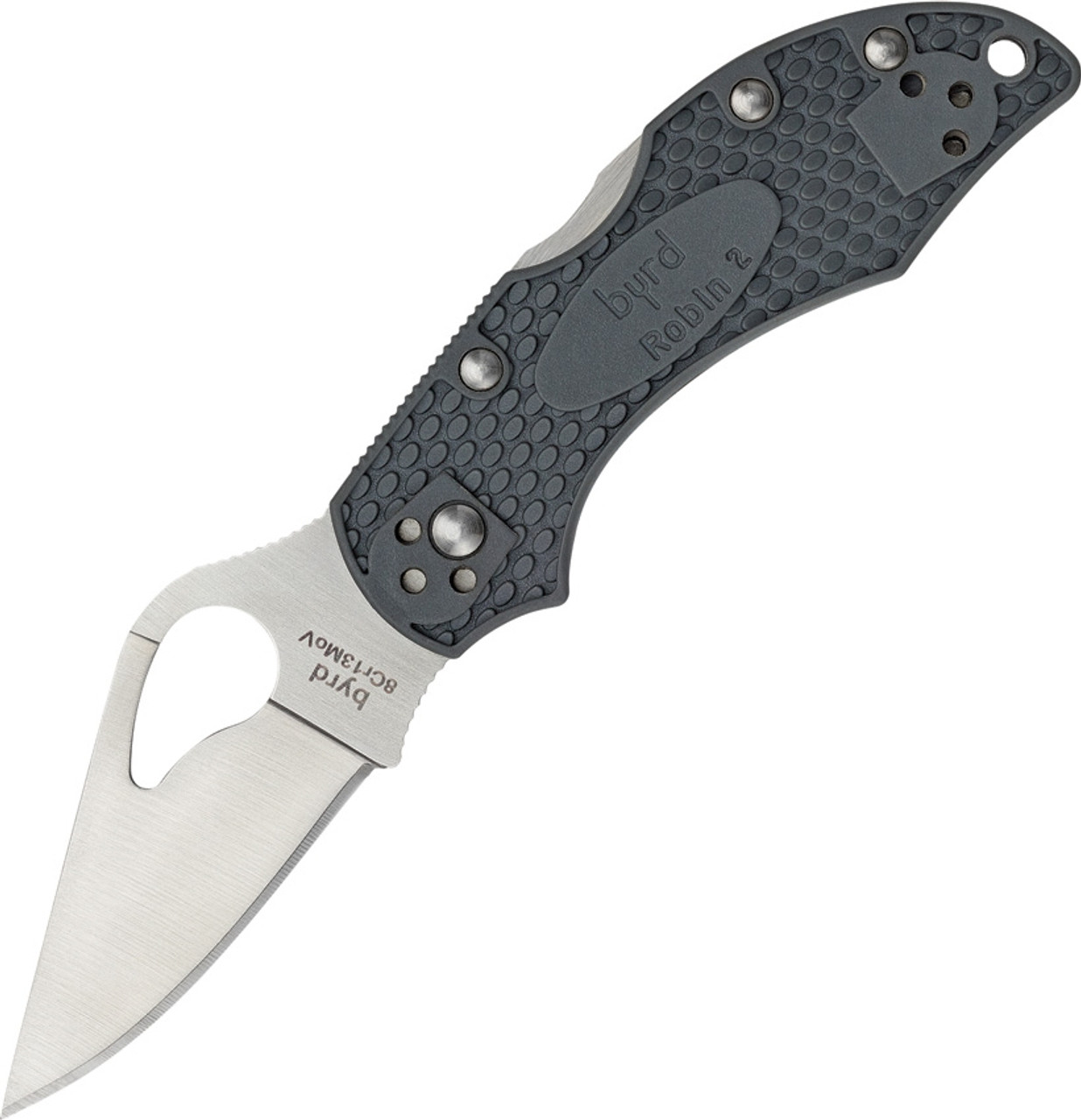 BYRD ROBIN 2 (BY10PGY2) 2.4" 8Cr13MoV Satin Clip Point Plain Blade, Gray Fiberglass Reinforced Nylon Handle