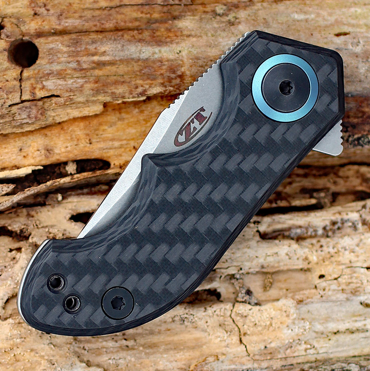 Zero Tolerance 0022, 1.8" CPM 20CV Stonewashed Plain Blade, Carbon Fiber / Titanium Handle