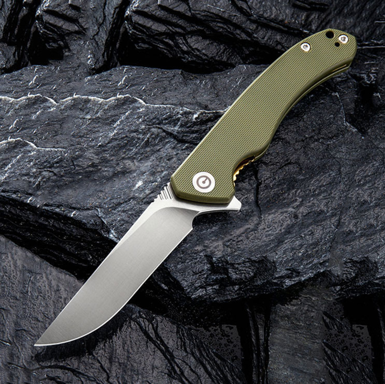 CIVIVI Courser Folding Knife (C804A)- 3.45" Satin VG-10 Drop Point Blade, OD Green Handles