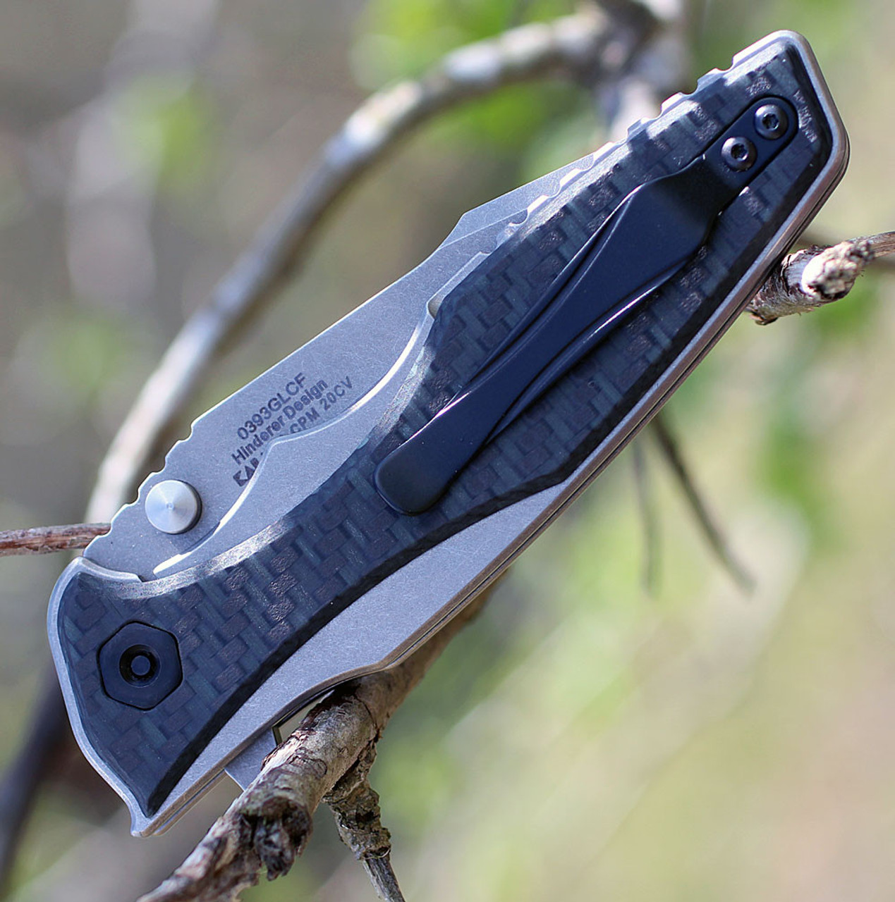 Zero Tolerance 0393GLCF, 3.5" CPM 20CV Plain Blade, Titanium/Glow in the Dark Carbon Fiber Handle