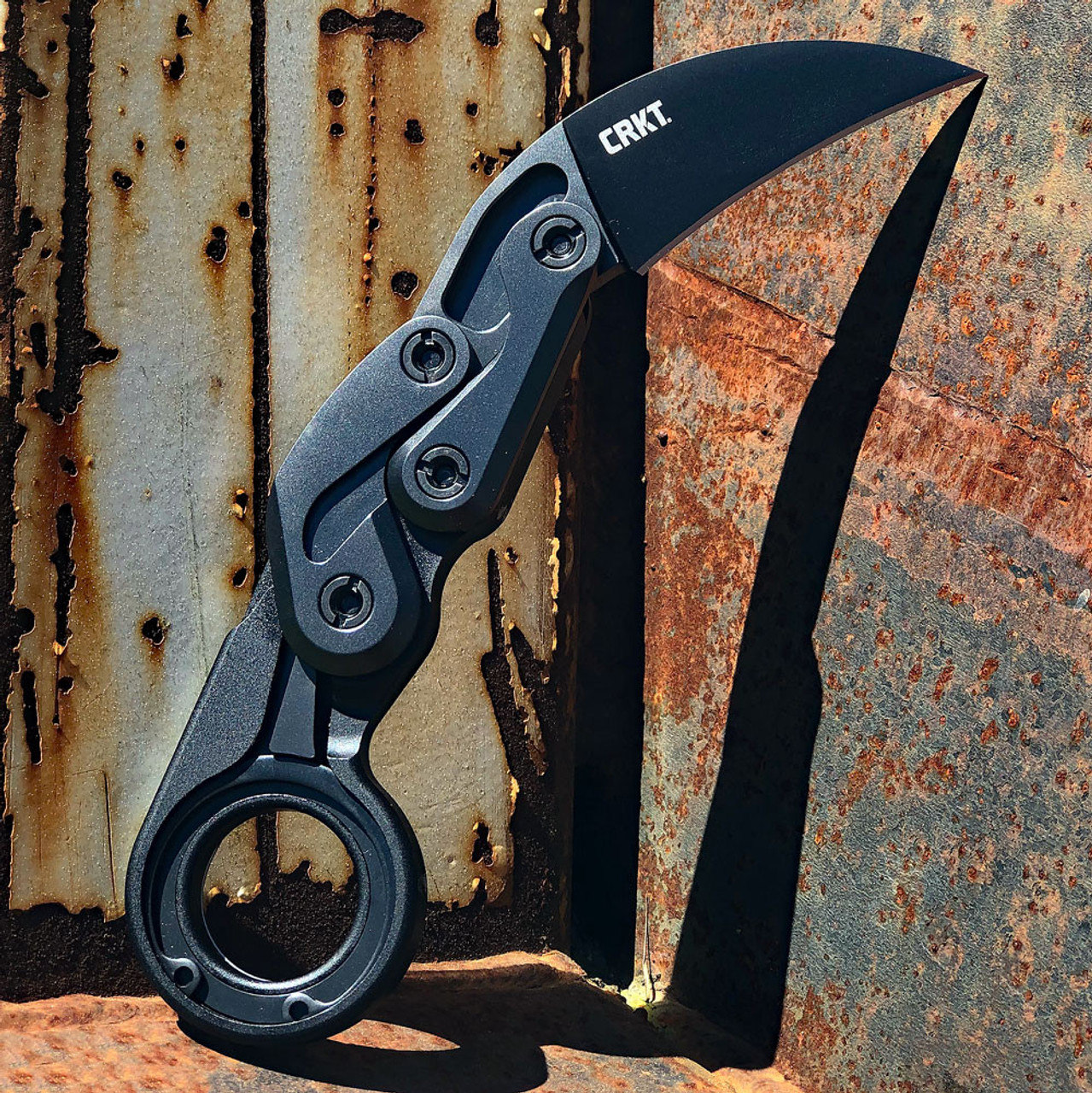 CRKT Provoke Kinematic (CR4040) 2.41" D2 Black TiNi Coated Karambit Plain Blade, Black Alumnium Handle with Finger Ring