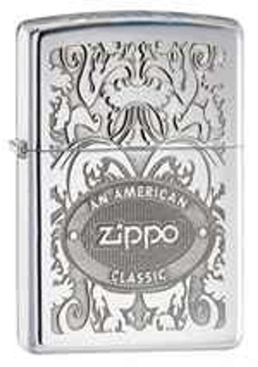 Zippo Z24751 Classic, Crown Stamp, American Classic Logo, High Polish Chrome