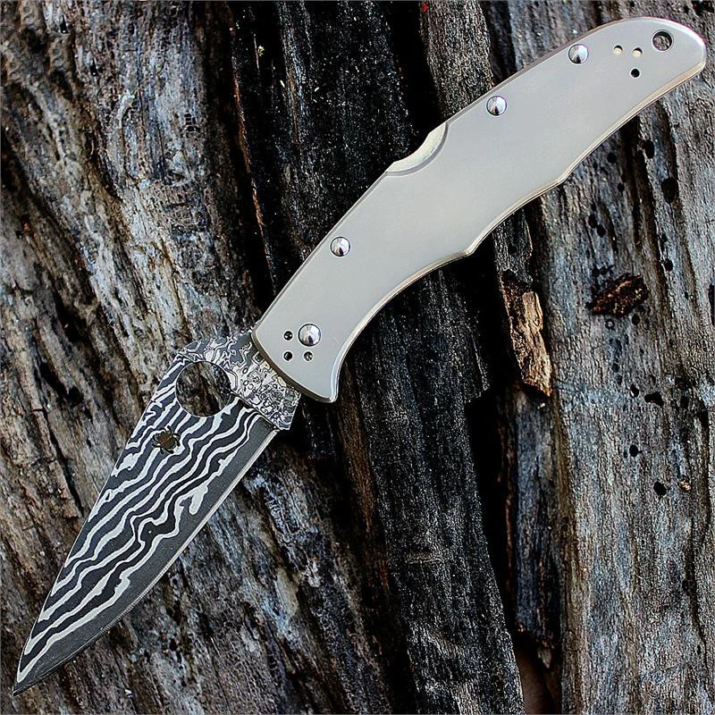 Spyderco C10TIPD Endura 4 Titanium Damascus/VG-10 Steel, Titanium Handle