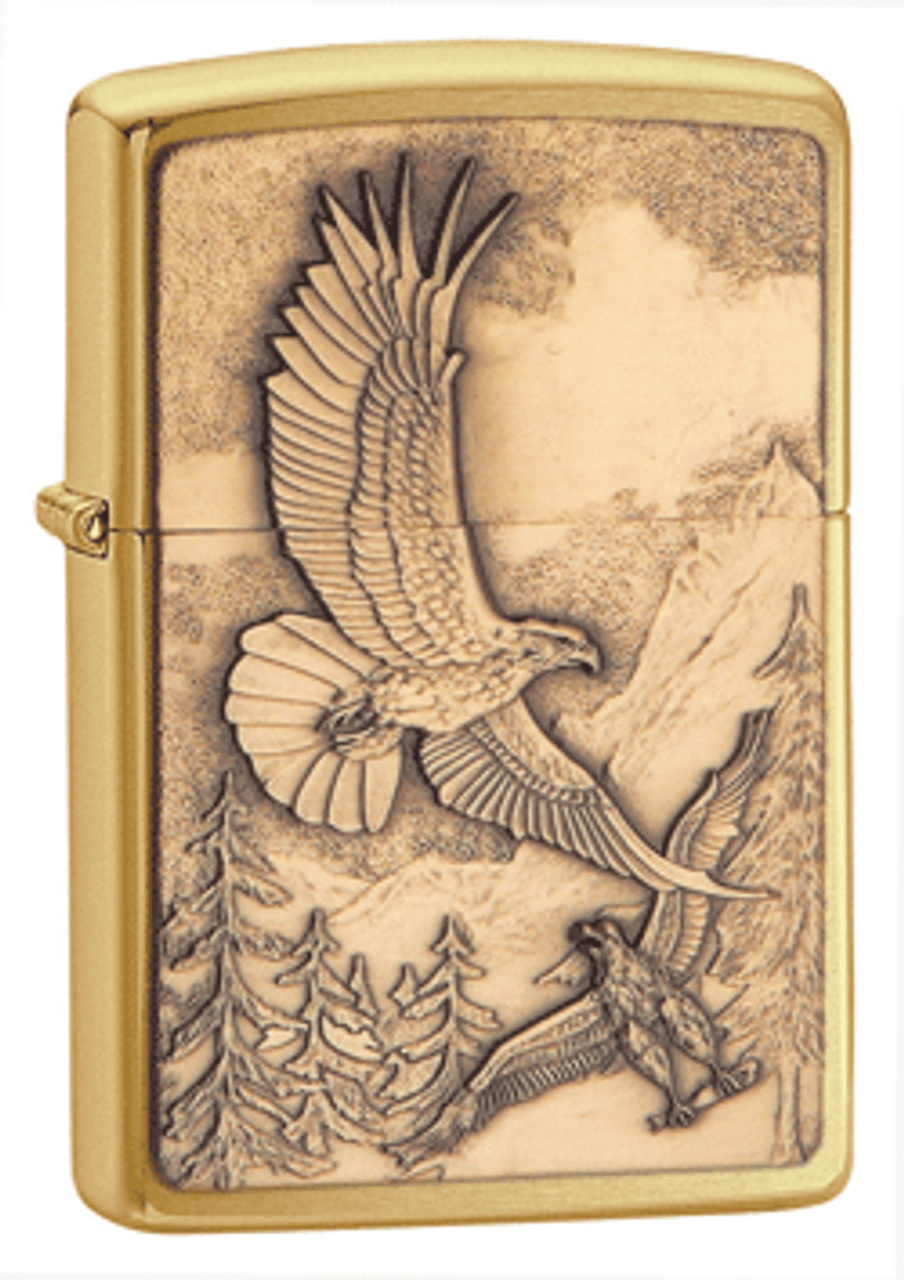 Zippo Z20854 Lighter Where Eagles Dare Emblem, Brushed Brass